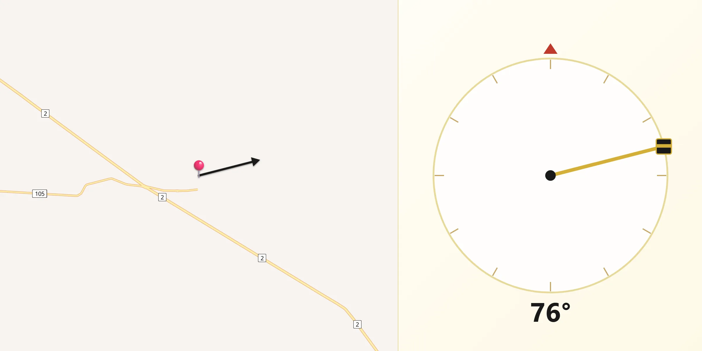 Dirección de la Qibla desde Palmitas