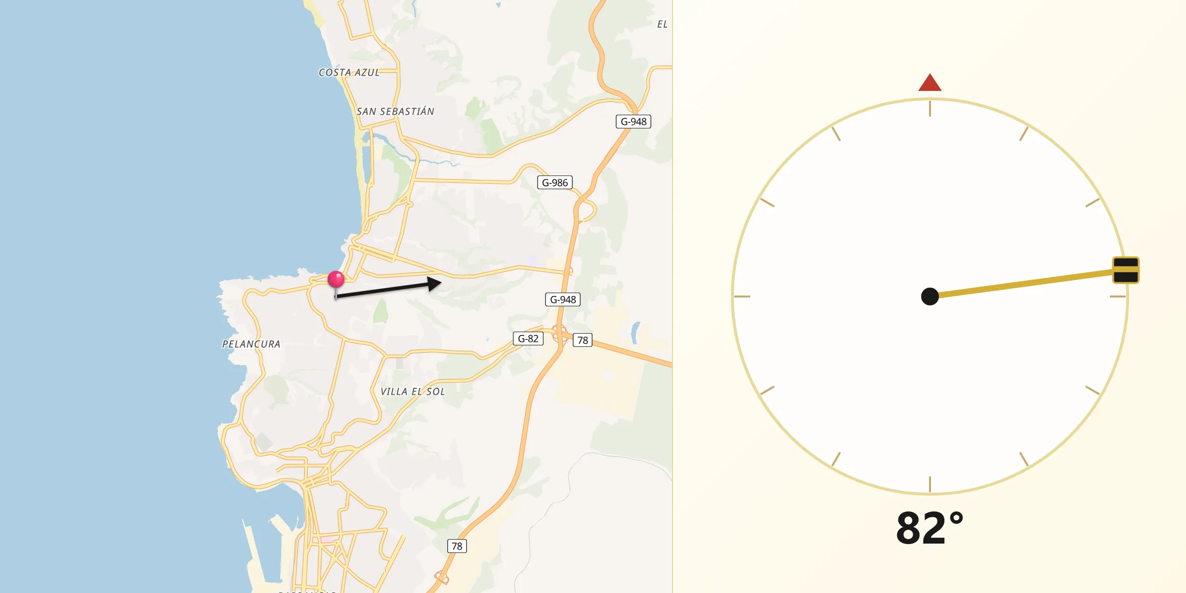 Dirección de la Qibla desde Cartagena