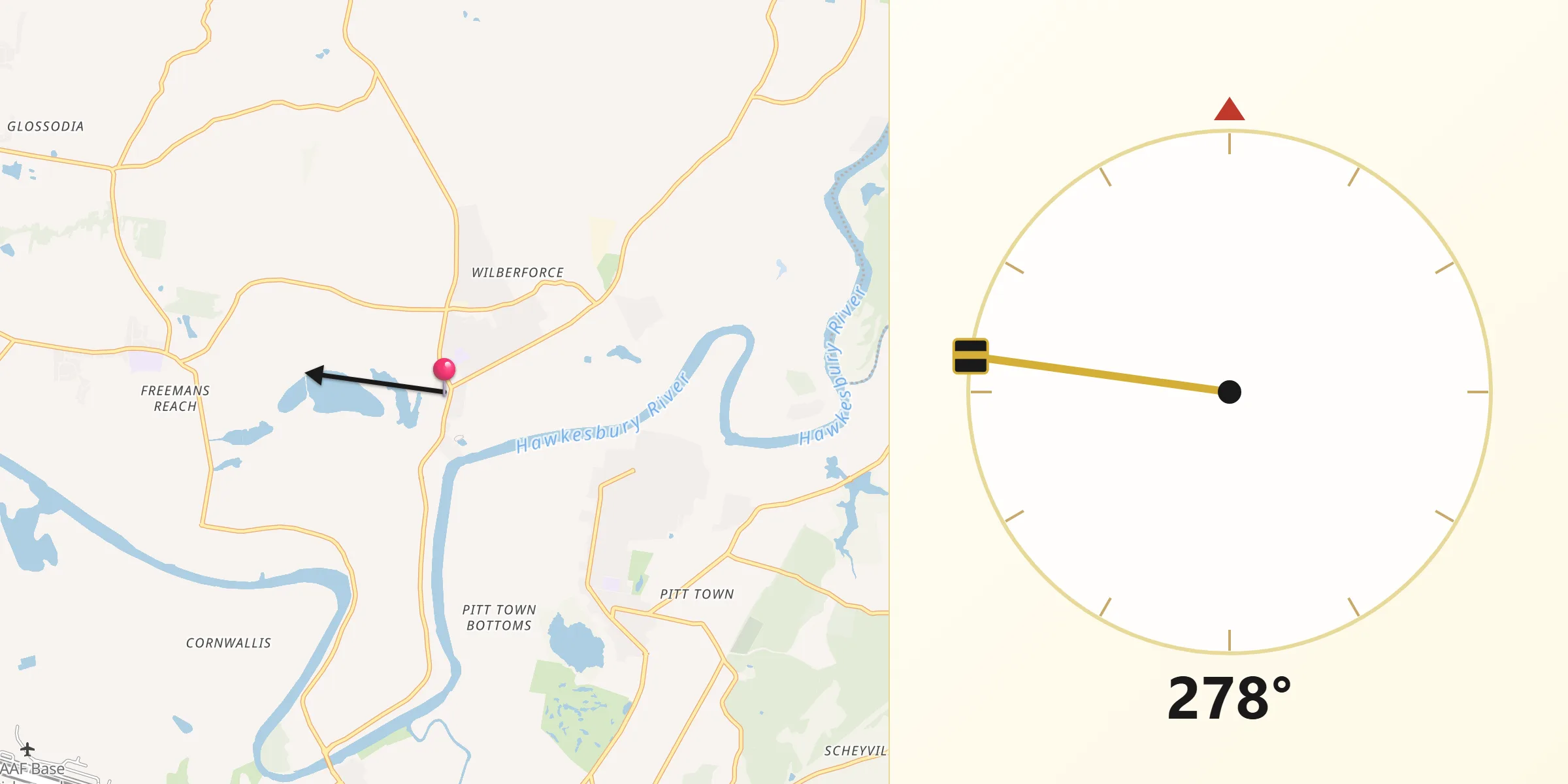 Qibla Direction from Wilberforce