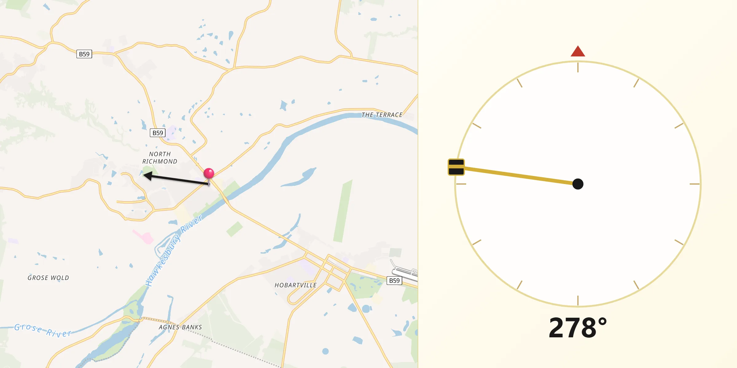 Qibla Direction from North Richmond
