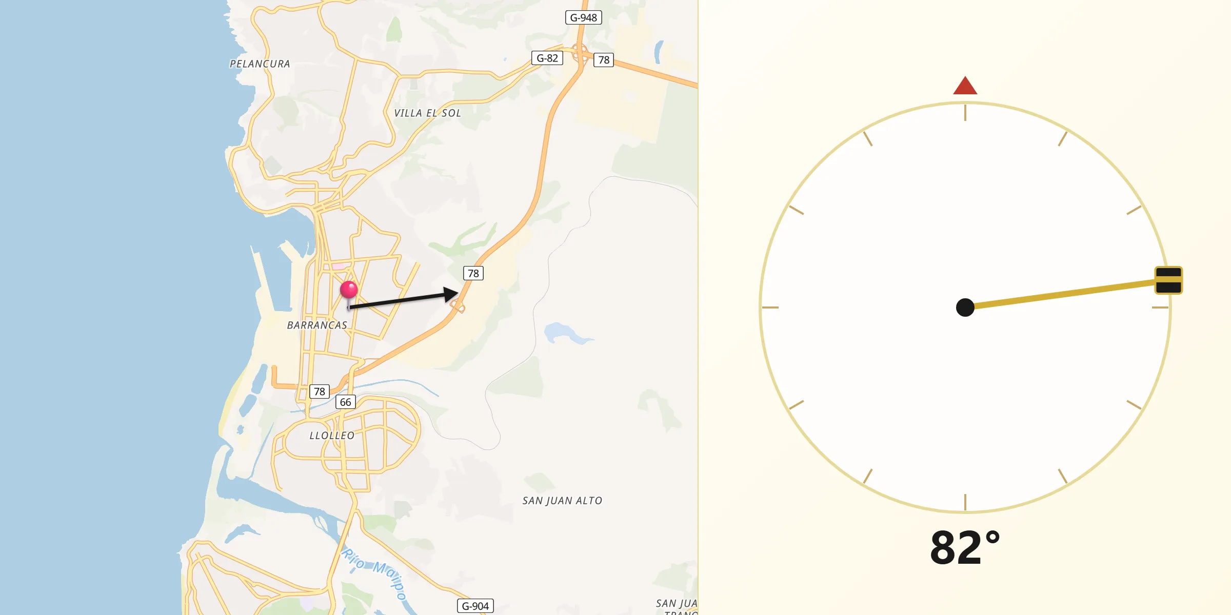 Dirección de la Qibla desde San Antonio
