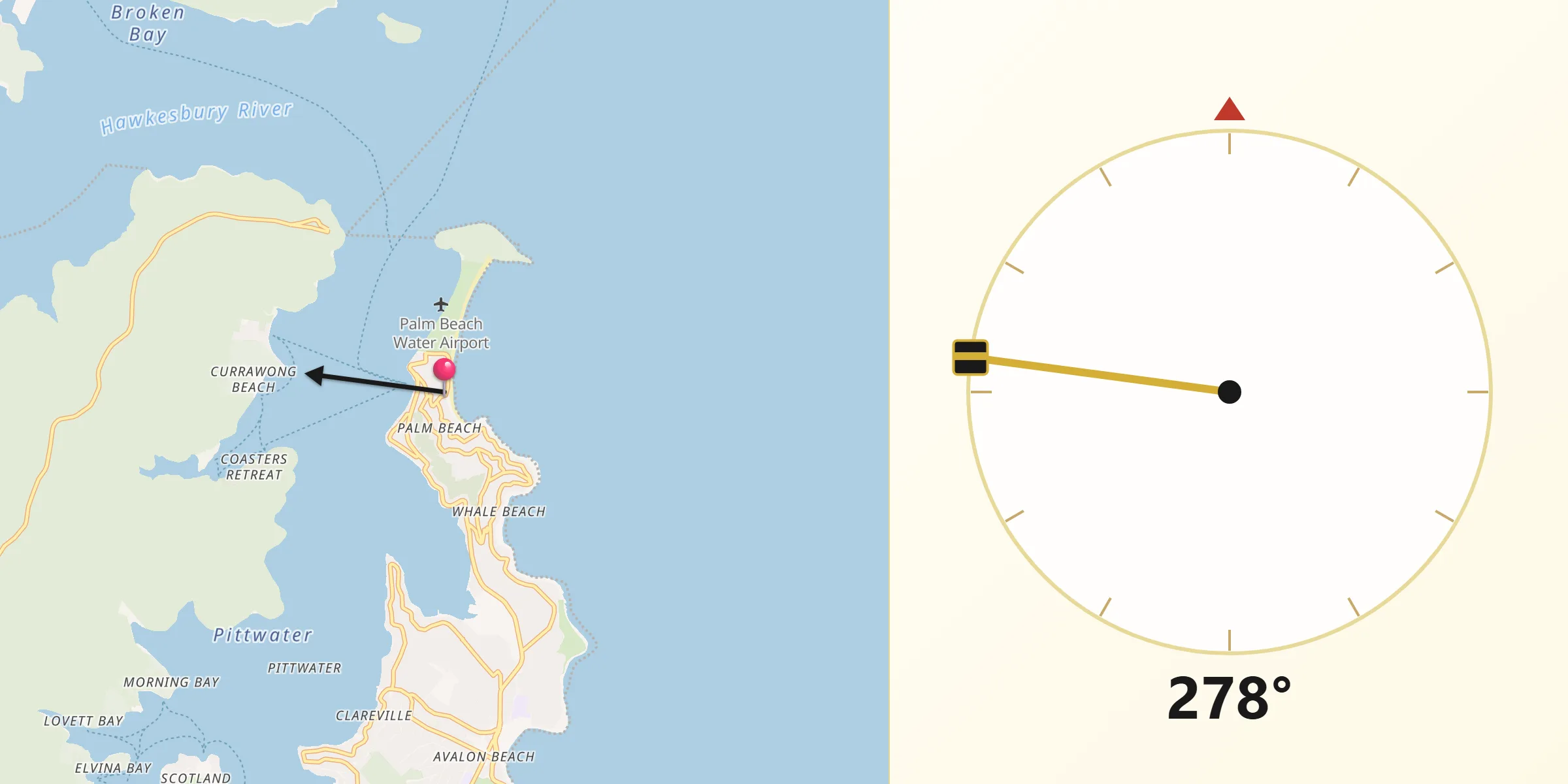 Qibla Direction from Palm Beach