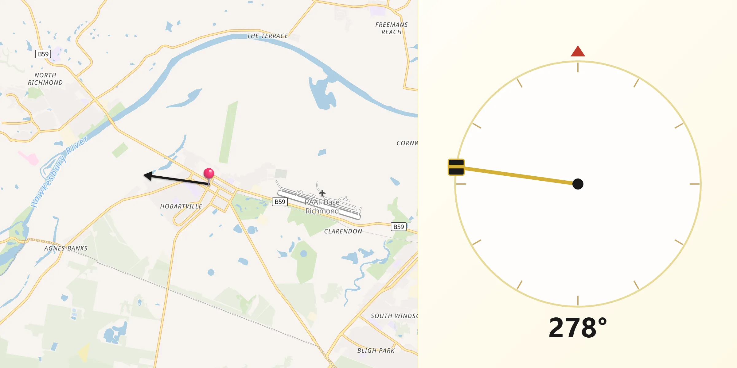 Qibla Direction from Richmond