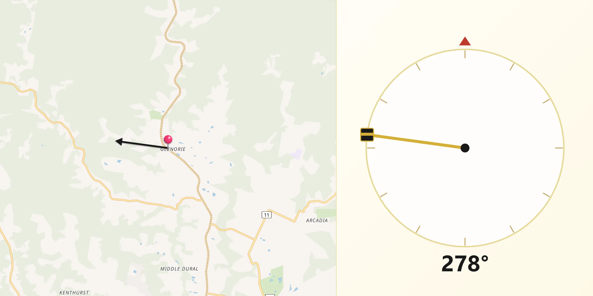 Qibla Direction from Glenorie