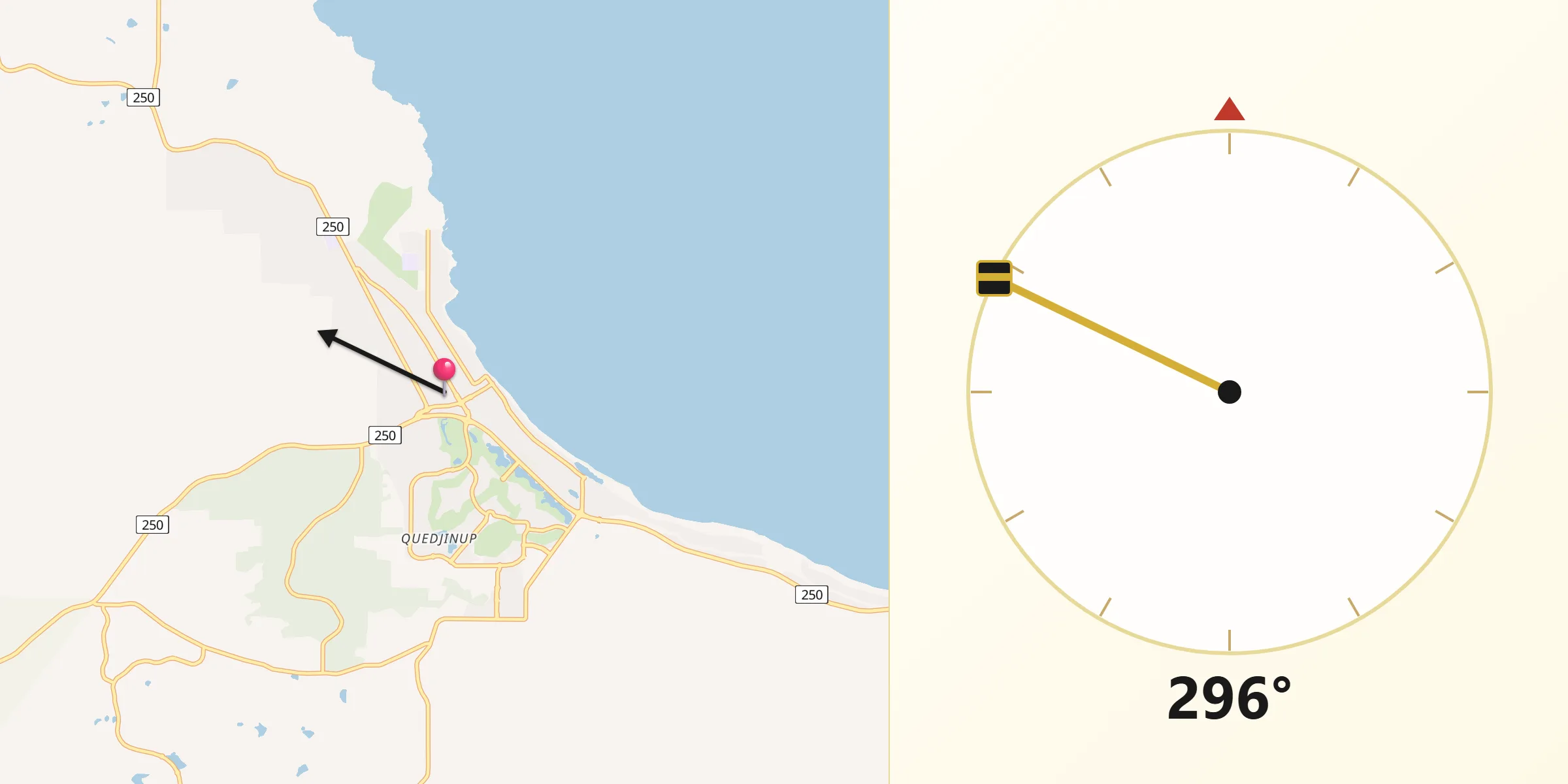 Qibla Direction from Dunsborough