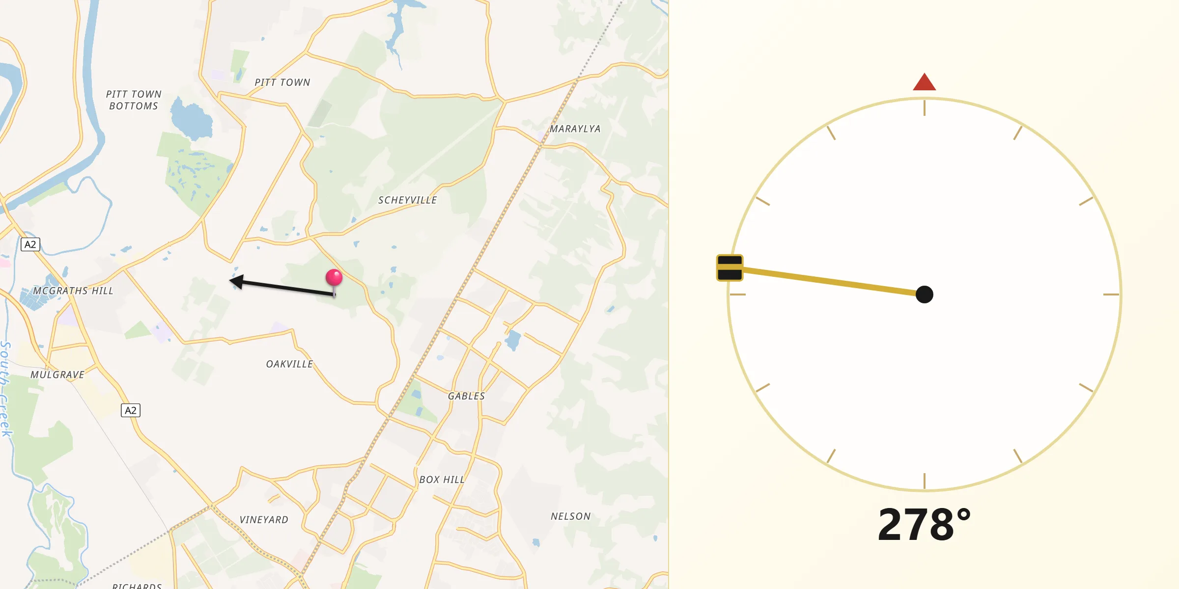 Qibla Direction from Oakville