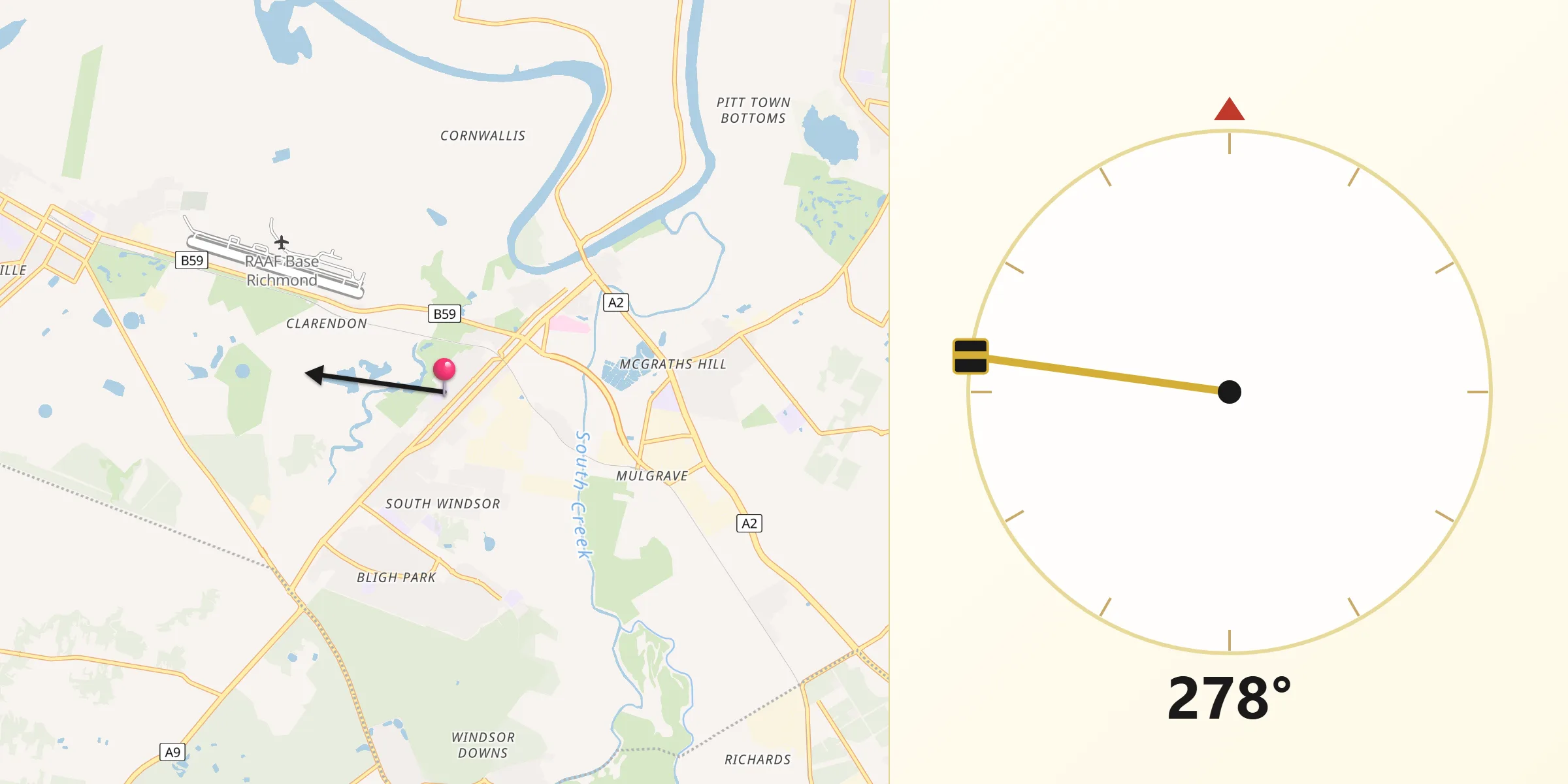 Qibla Direction from South Windsor