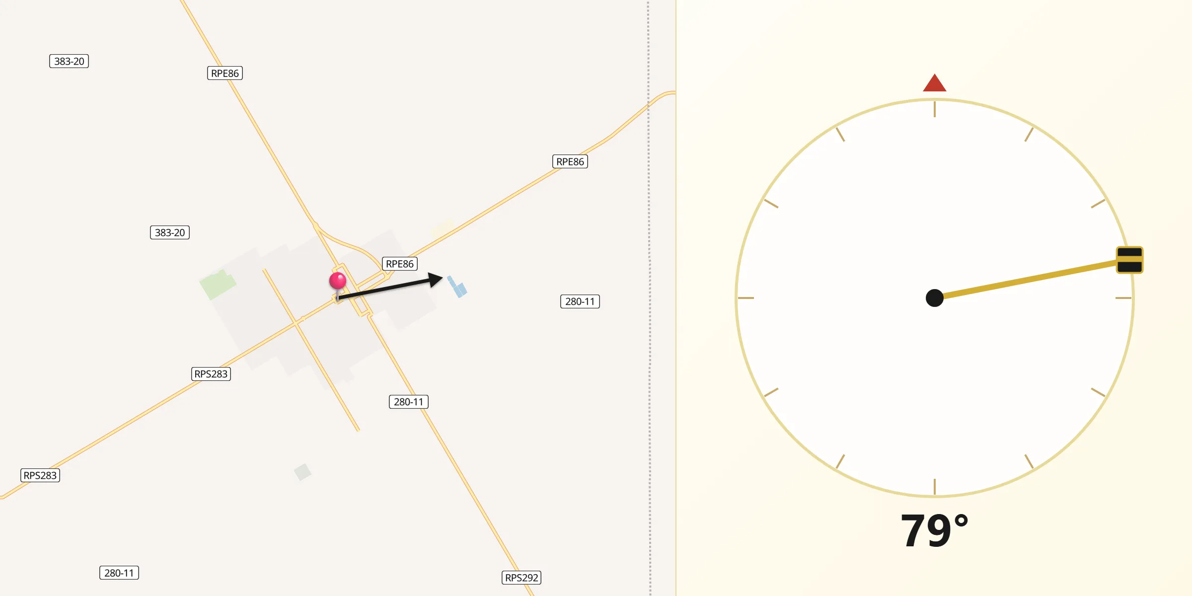 Dirección de la Qibla desde Coronel Moldes