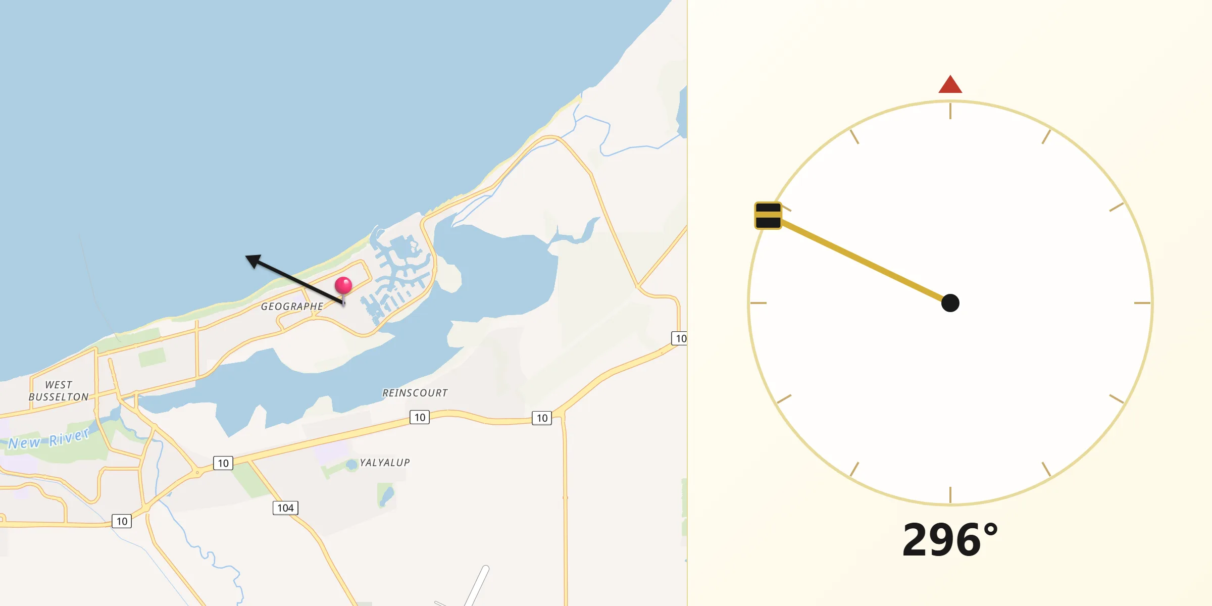 Qibla Direction from Geographe