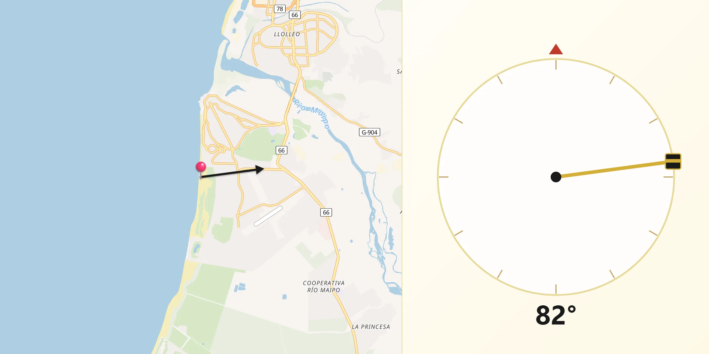 Dirección de la Qibla desde Santo Domingo