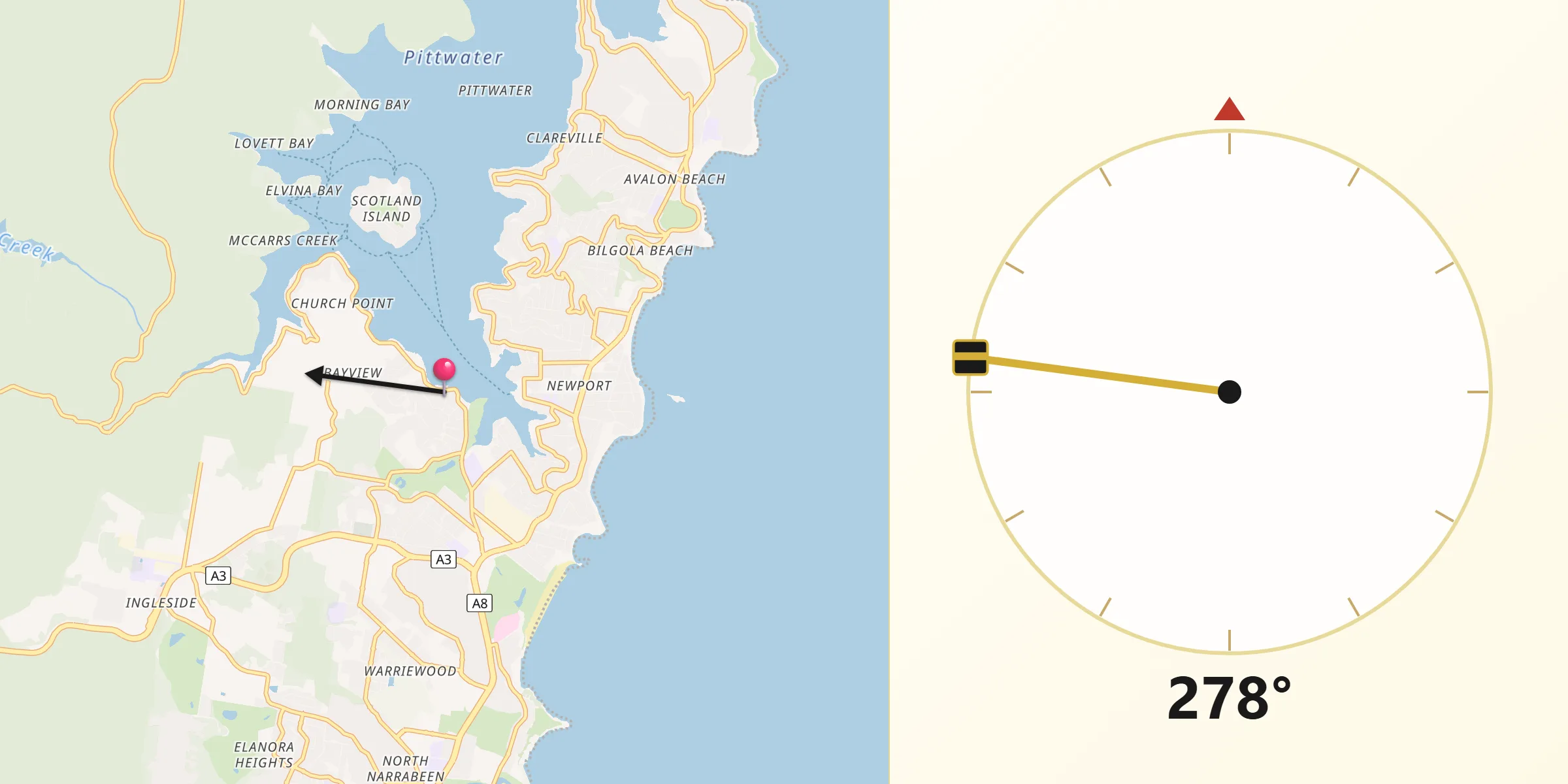 Qibla Direction from Bay View