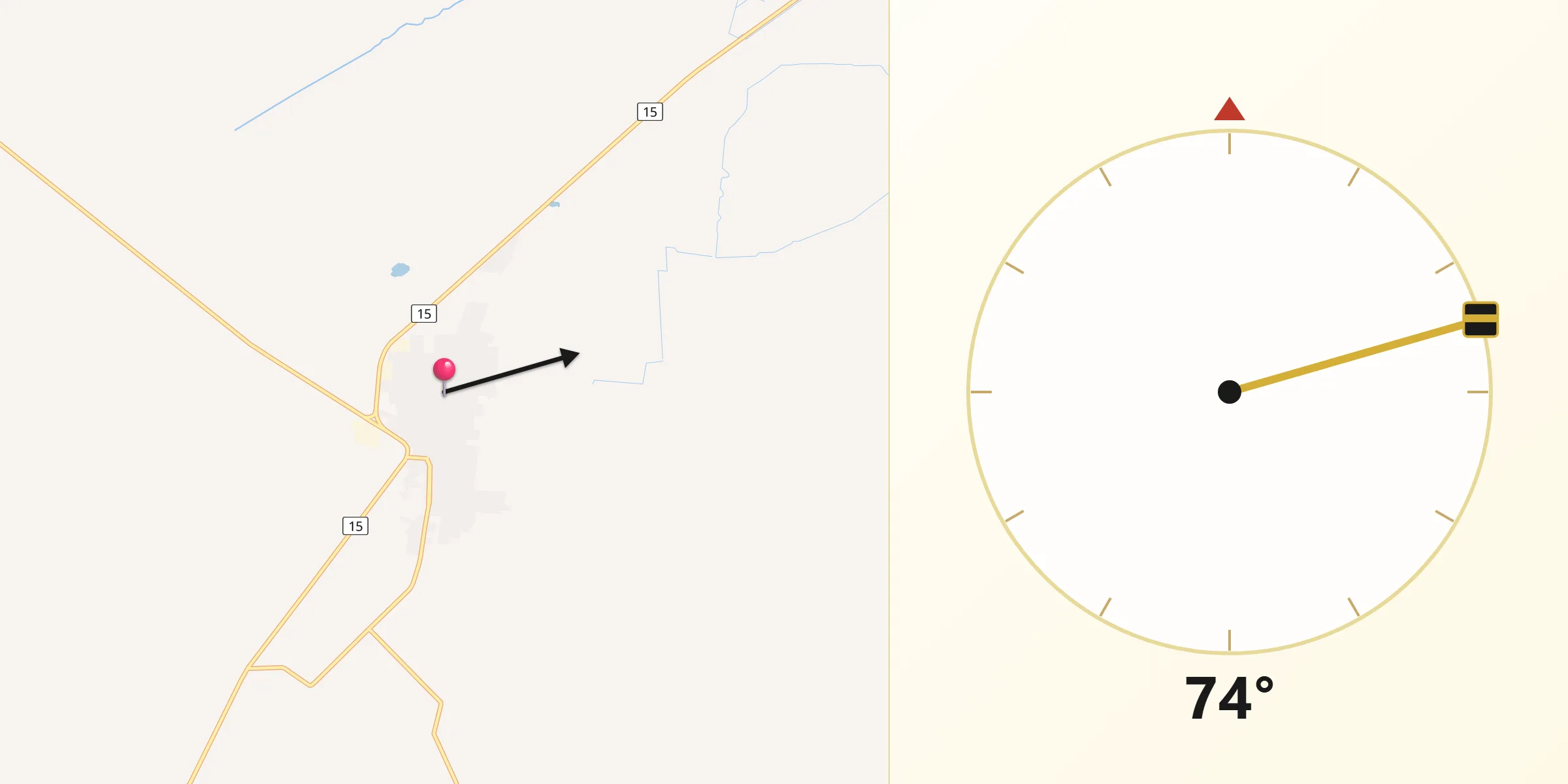 Dirección de la Qibla desde Lascano