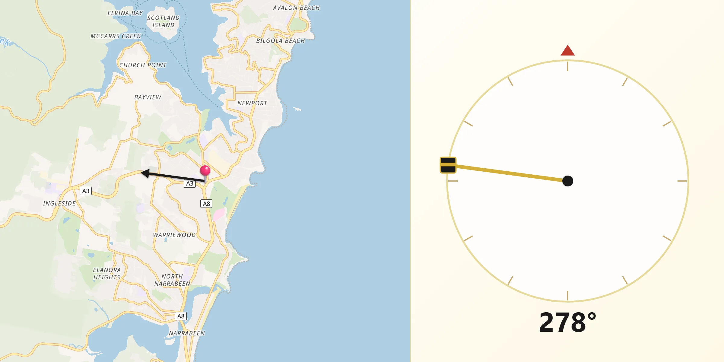 Qibla Direction from Mona Vale