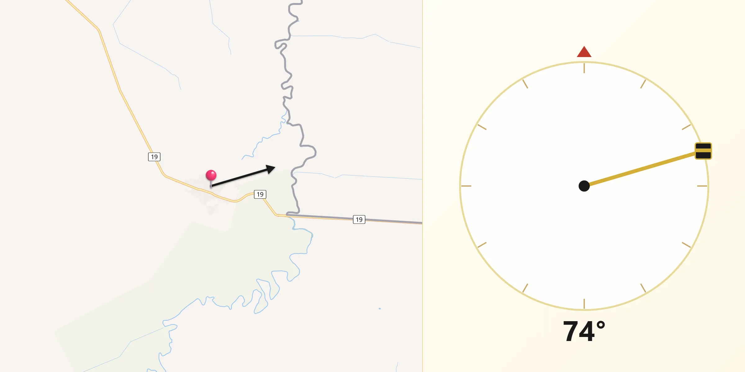 Dirección de la Qibla desde Dieciocho de Julio