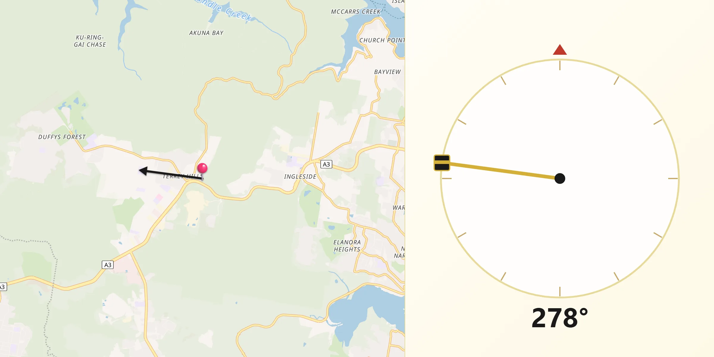 Qibla Direction from Terry Hills