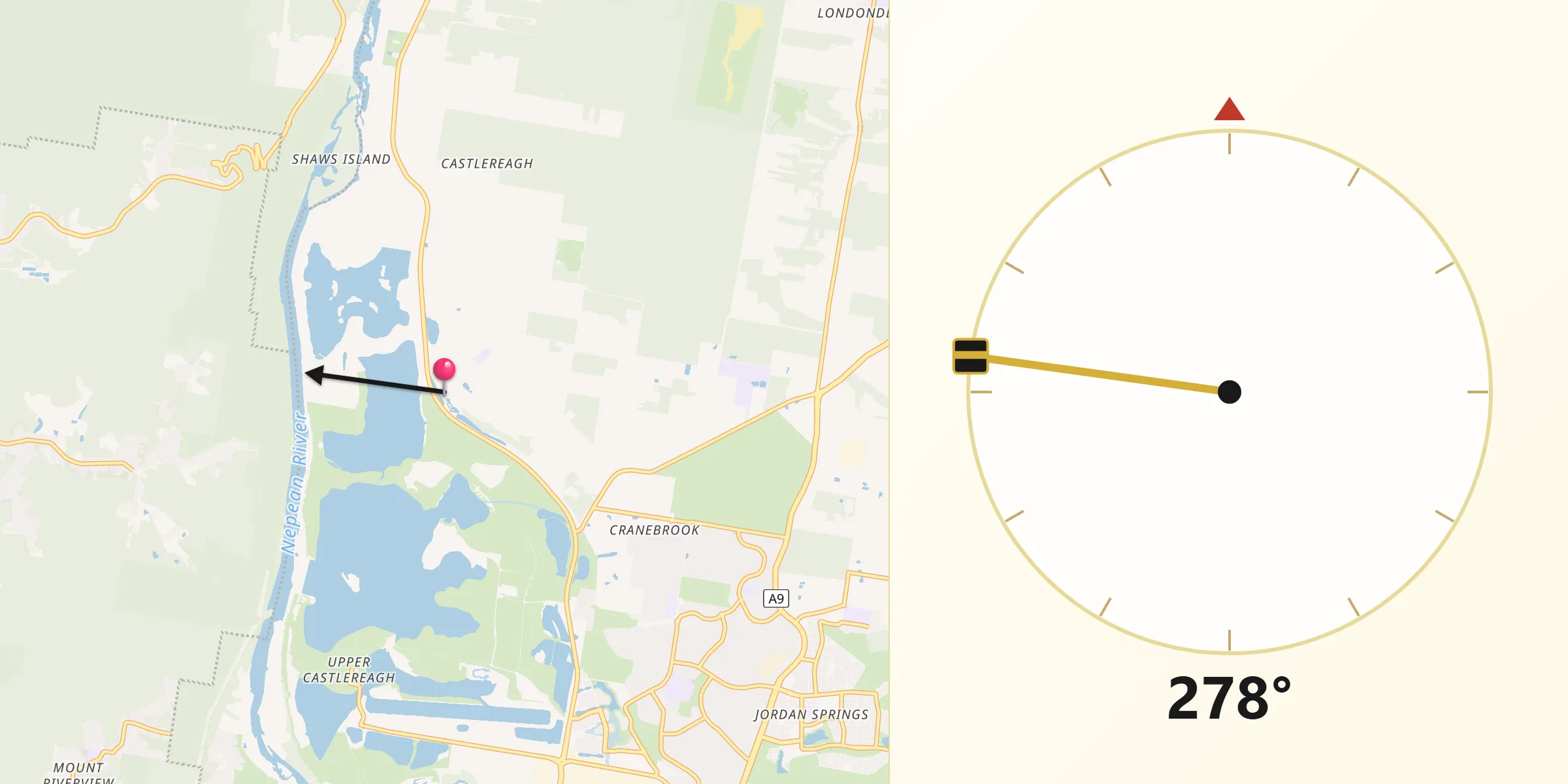 Qibla Direction from Castlereagh