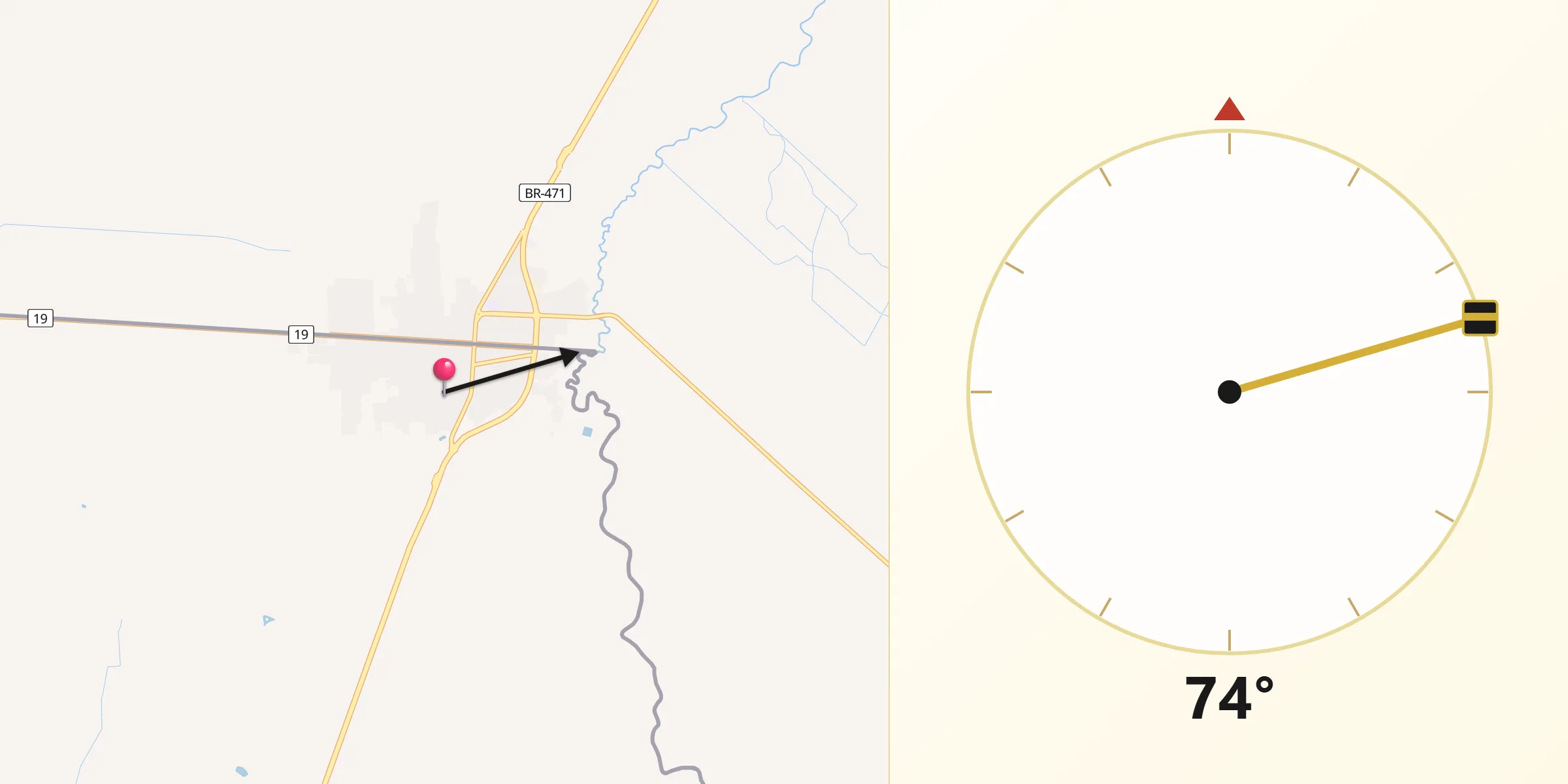 Dirección de la Qibla desde Chui