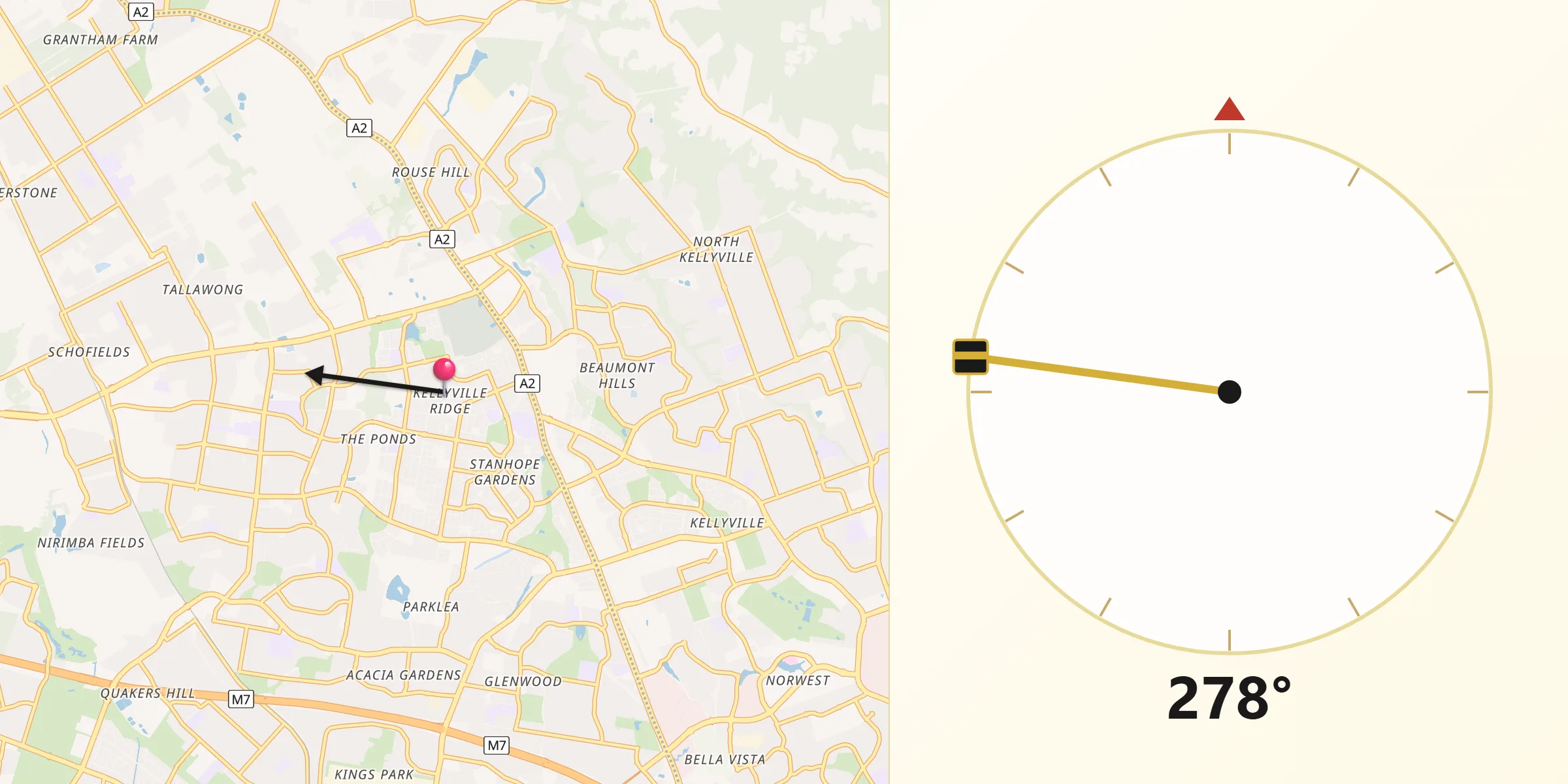 Qibla Direction from Kellyville Ridge