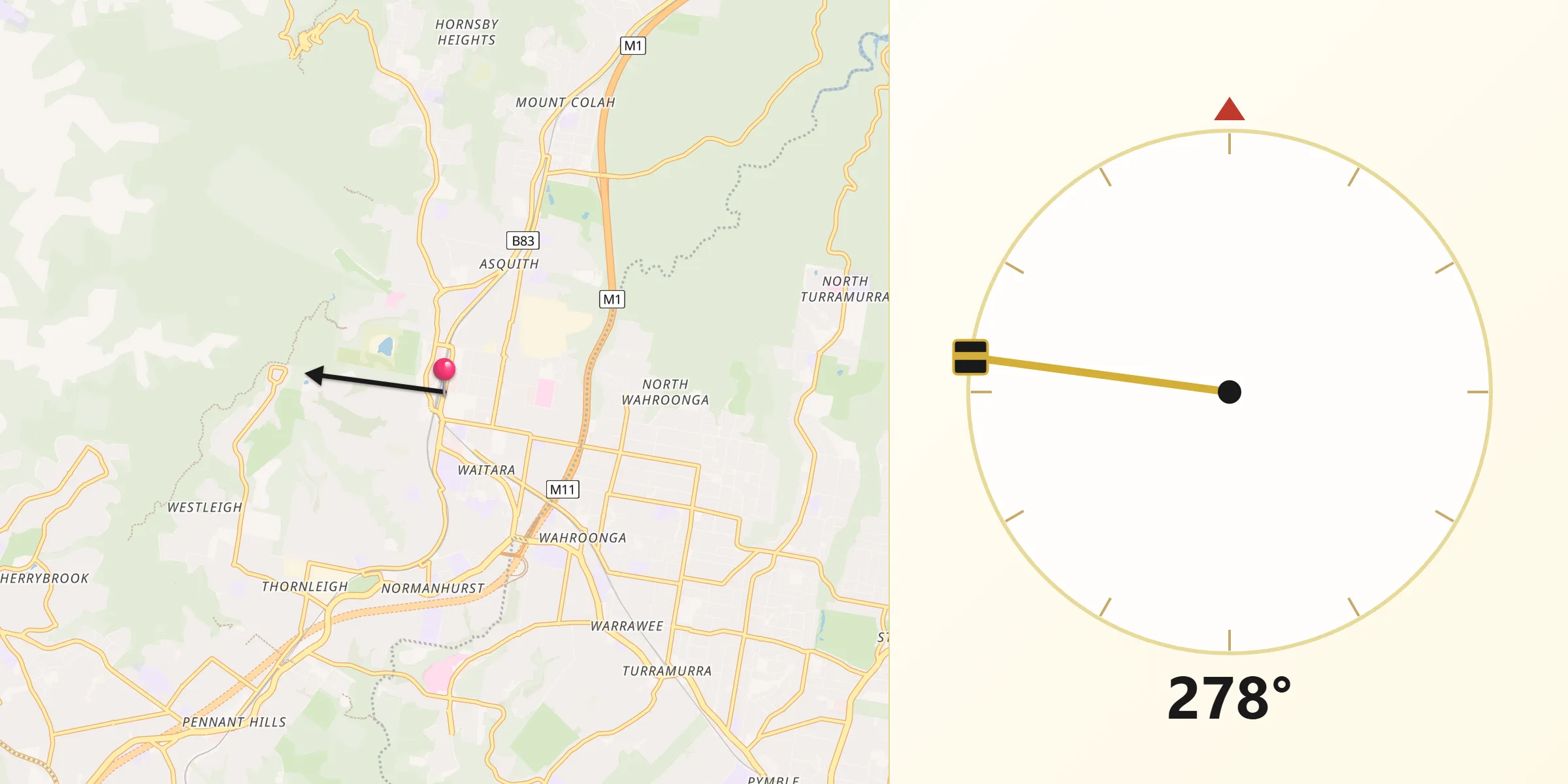 Qibla Direction from Hornsby
