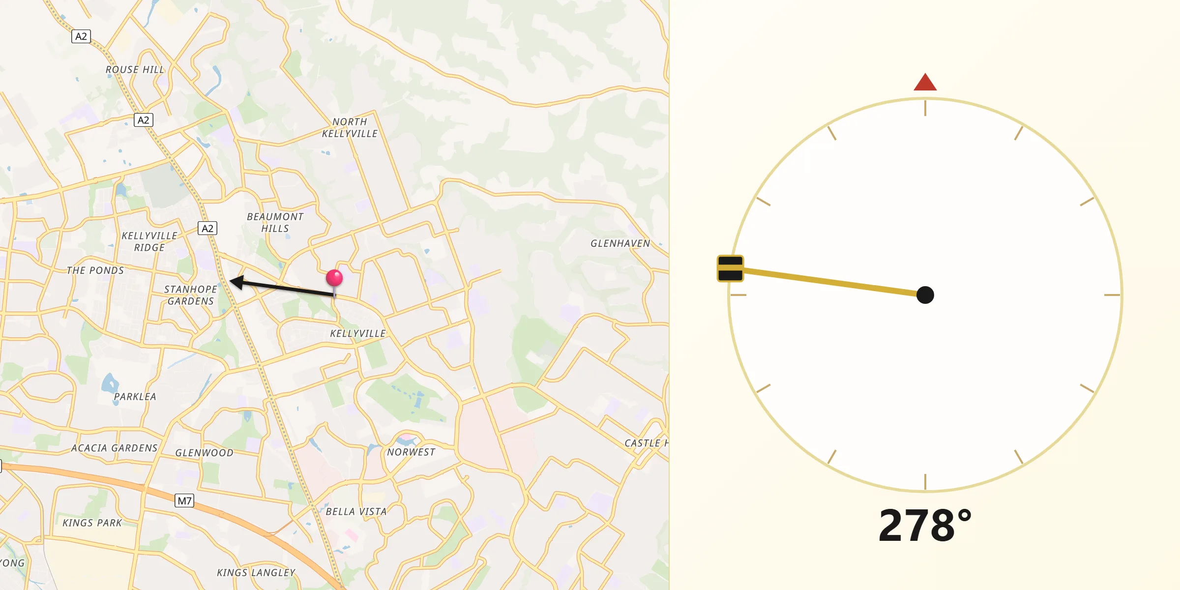 Qibla Direction from Kellyville