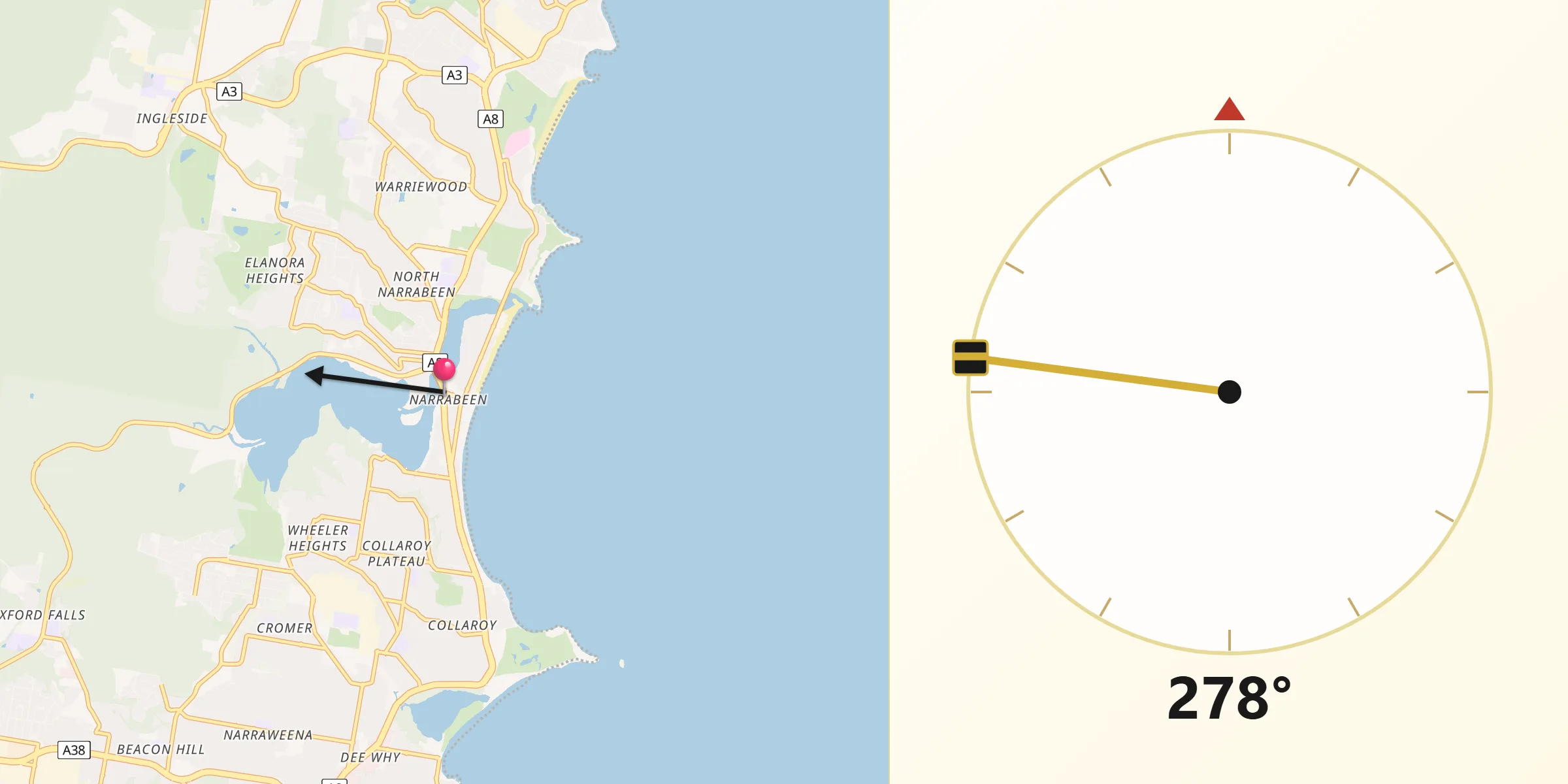 Qibla Direction from Narrabeen