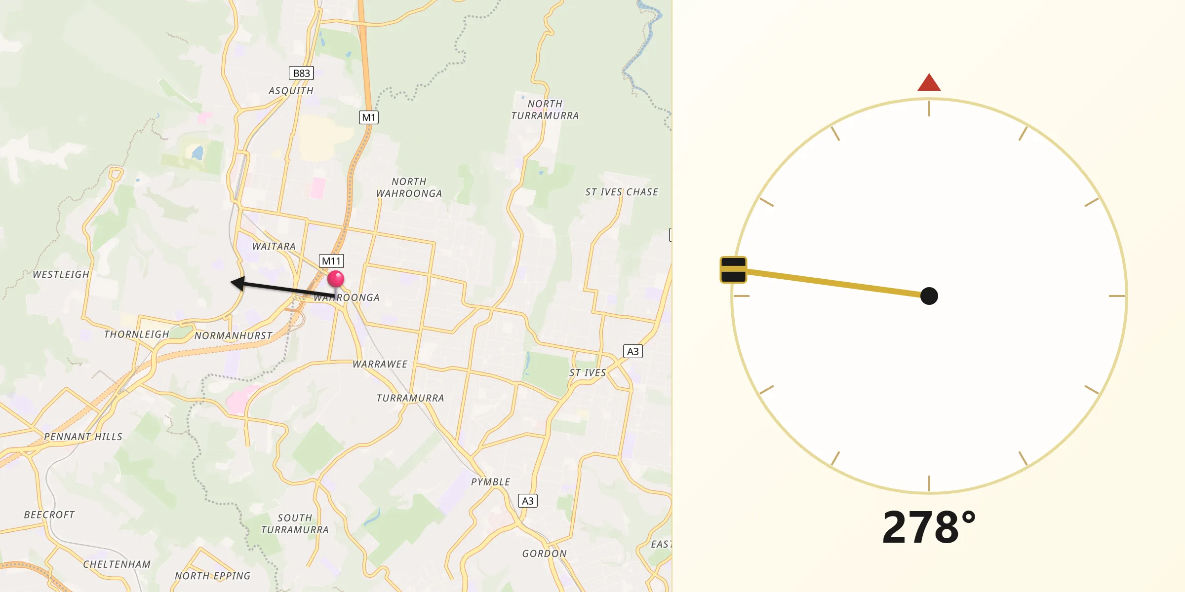 Qibla Direction from Wahroonga
