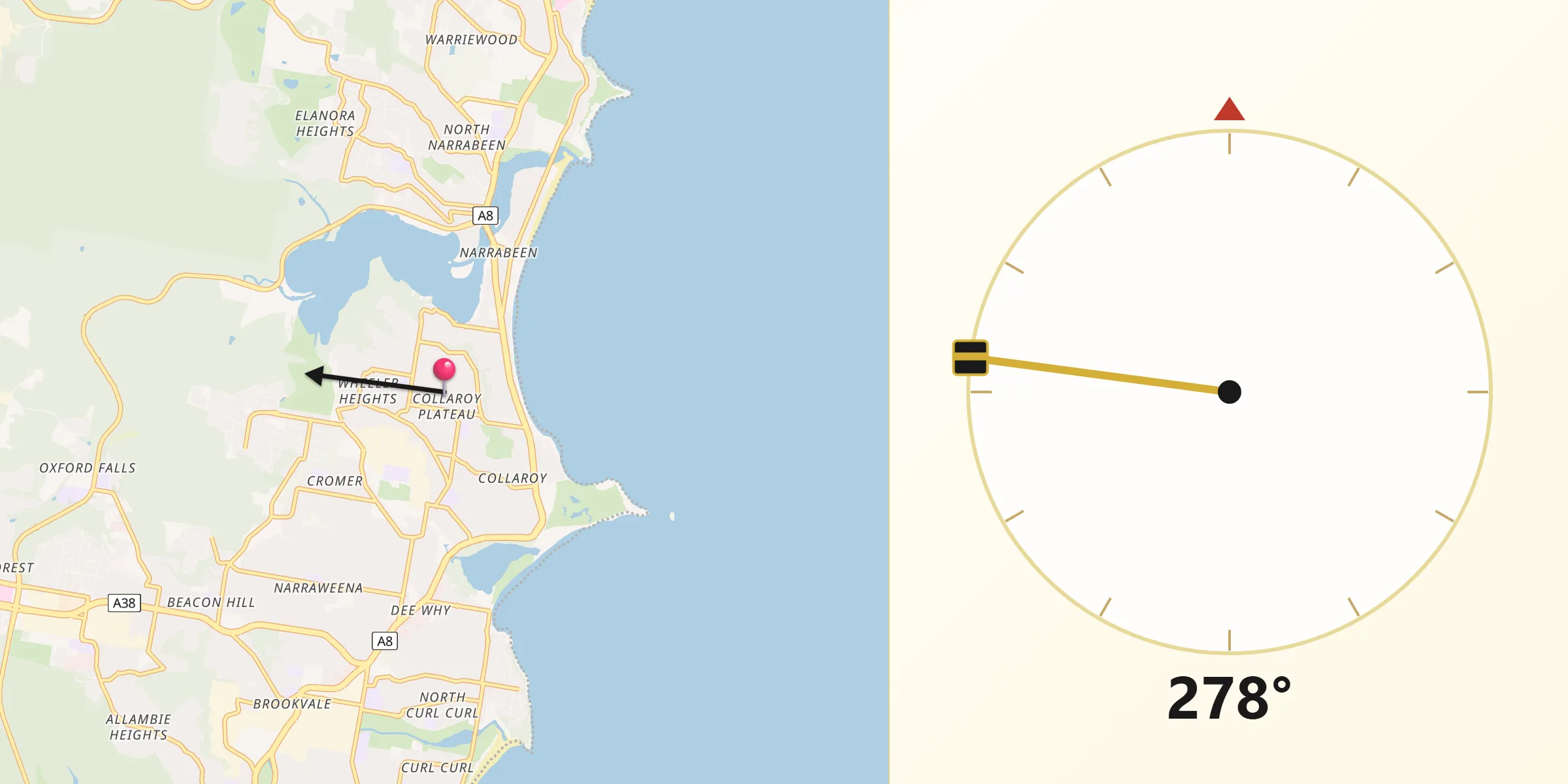 Qibla Direction from Collaroy Plateau