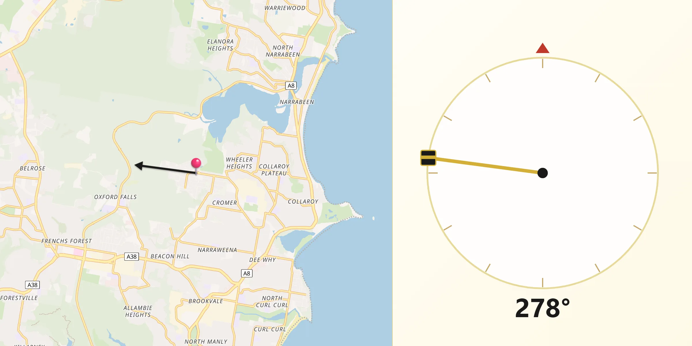 Qibla Direction from Cromer