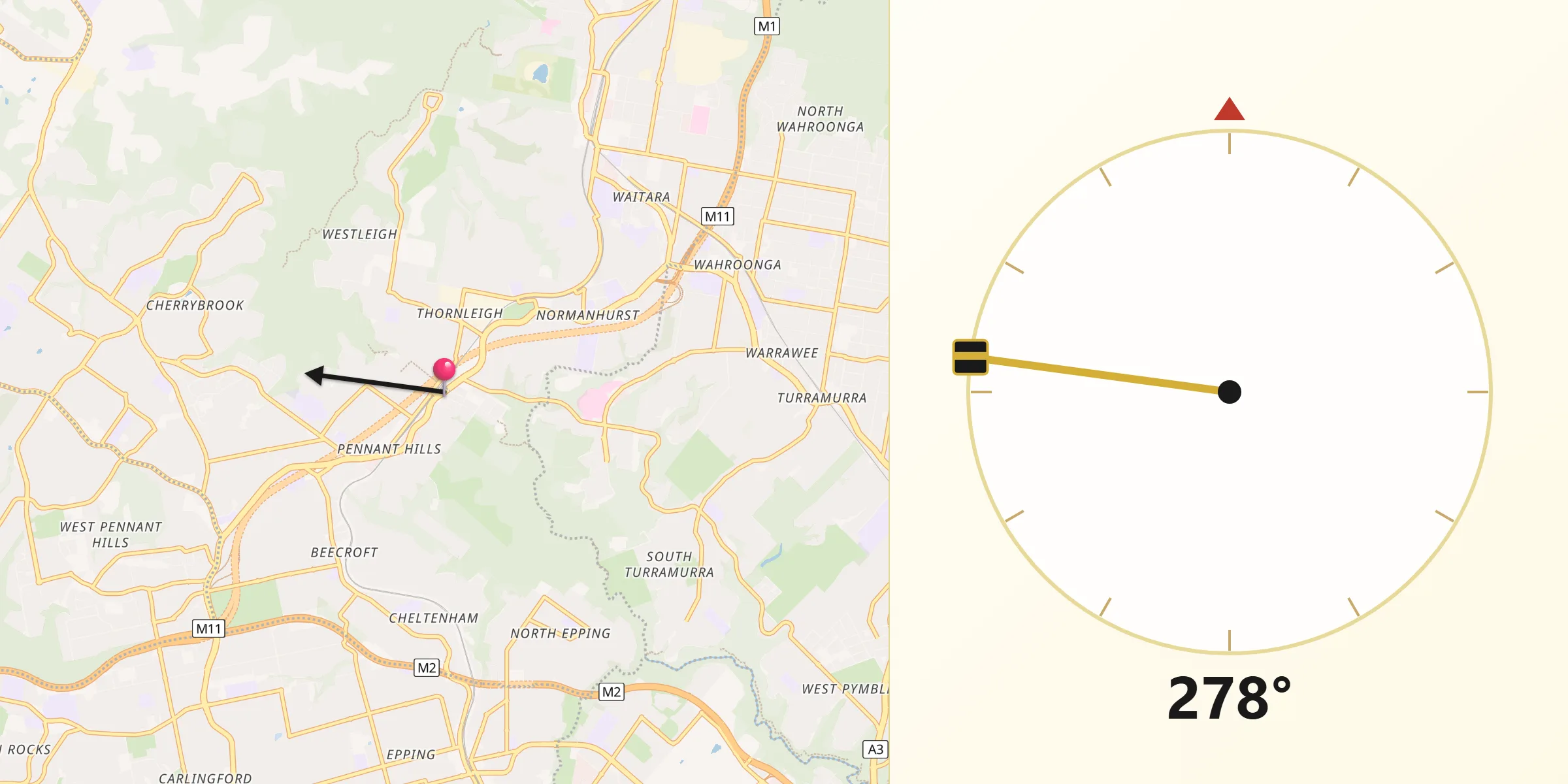 Qibla Direction from Thornleigh