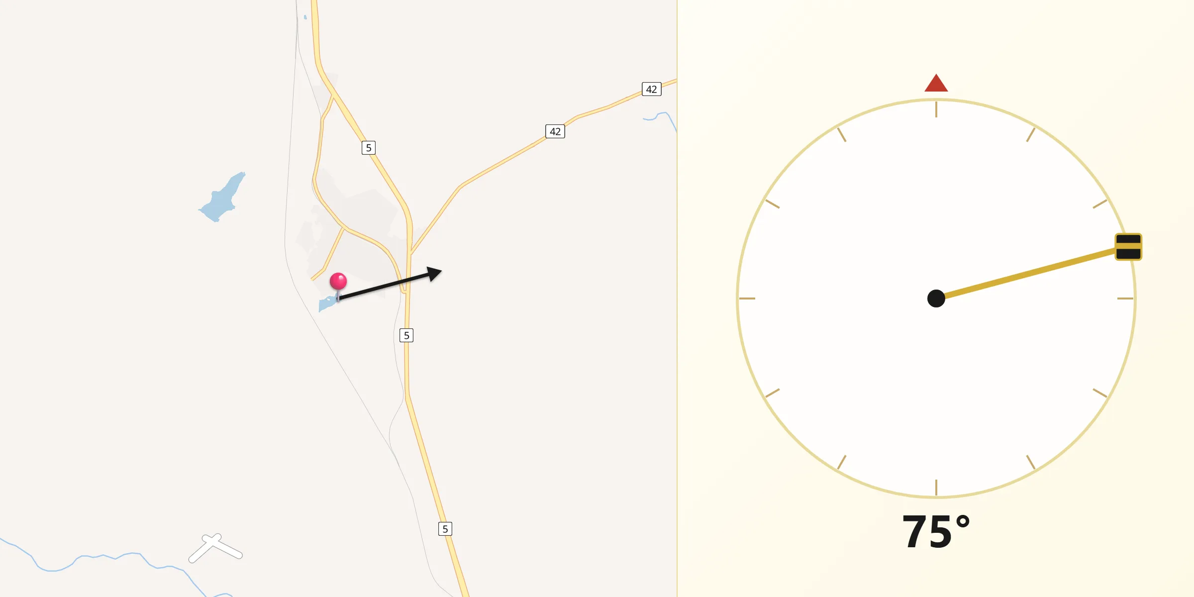 Dirección de la Qibla desde Sarandí Grande
