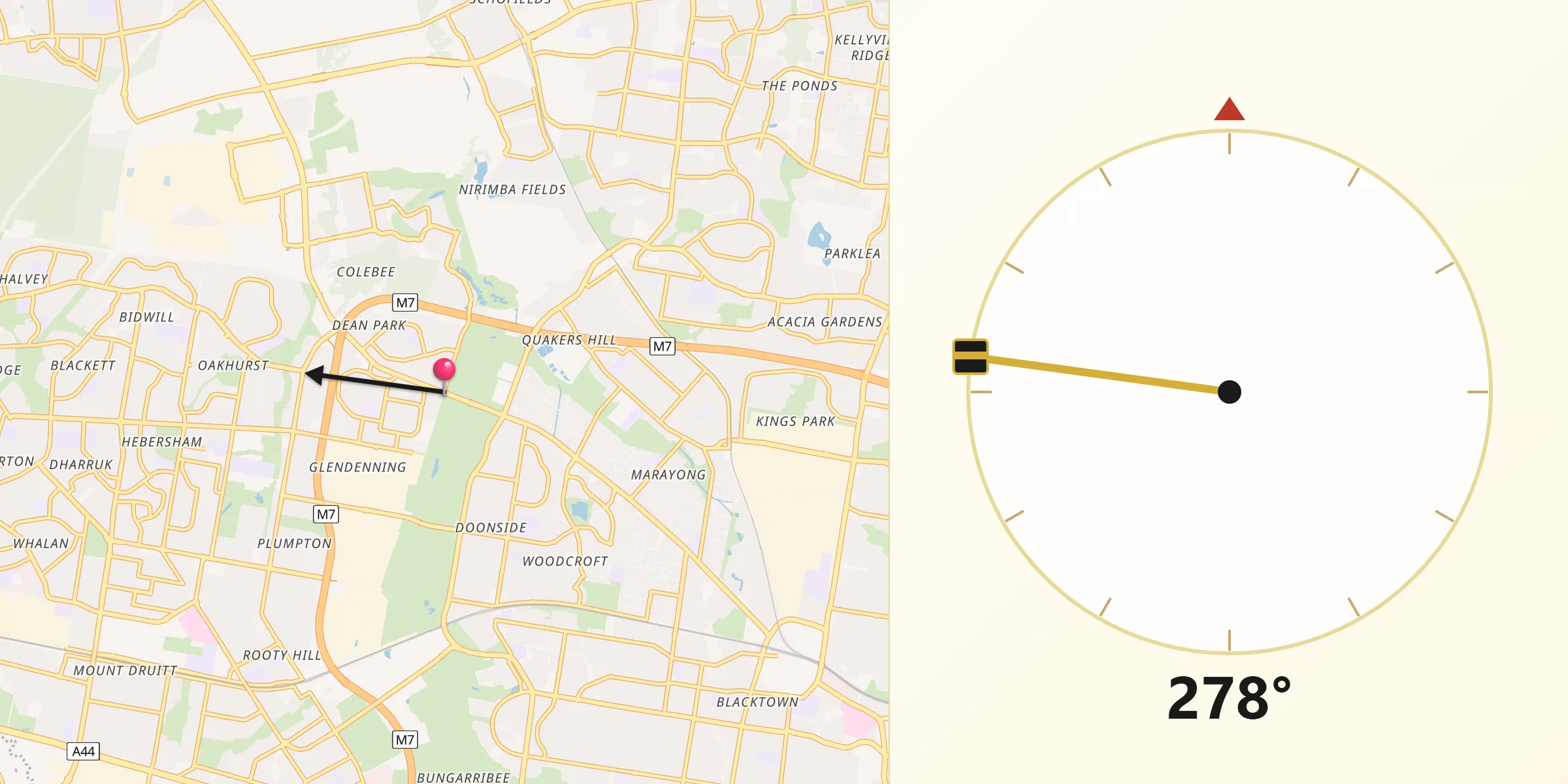 Qibla Direction from Blacktown