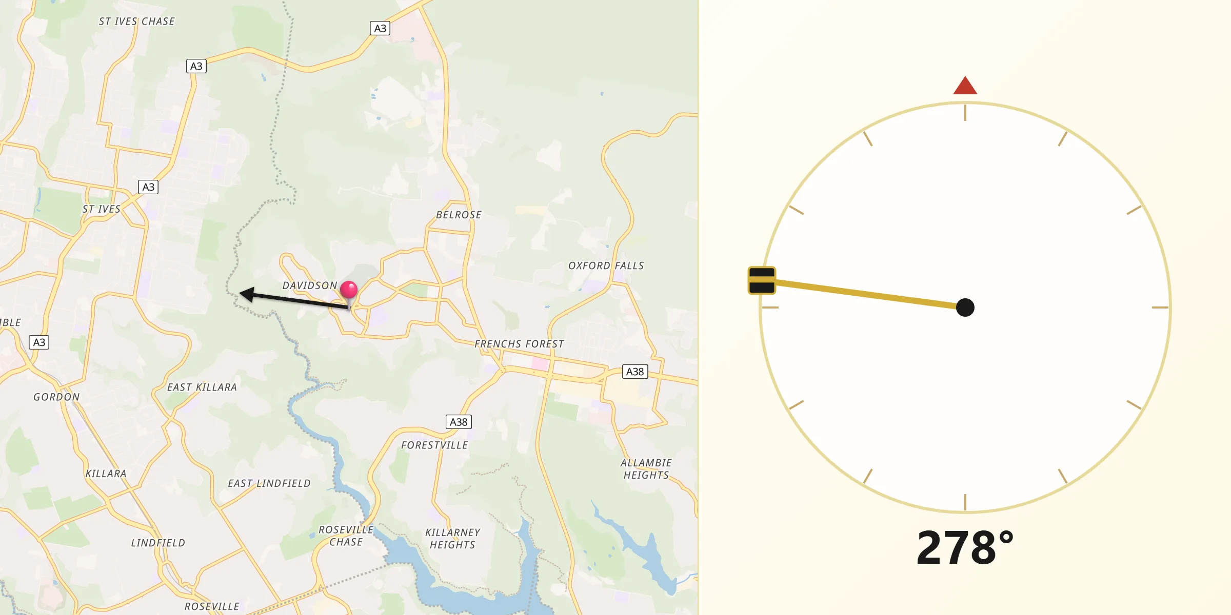 Qibla Direction from Davidson
