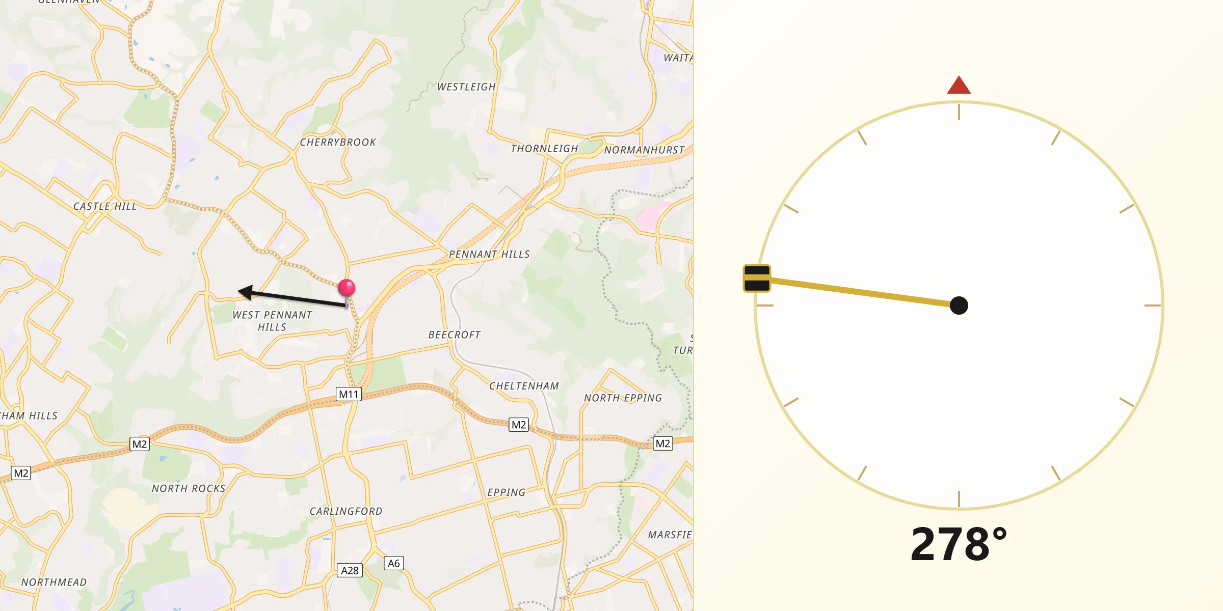 Qibla Direction from West Pennant Hills