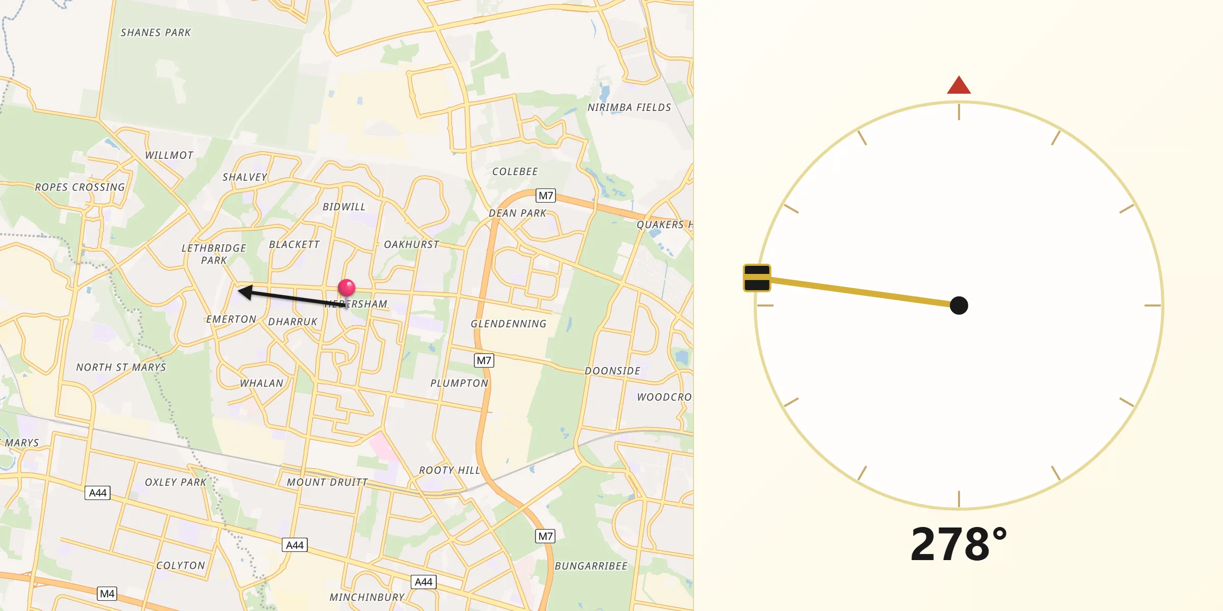 Qibla Direction from Hebersham