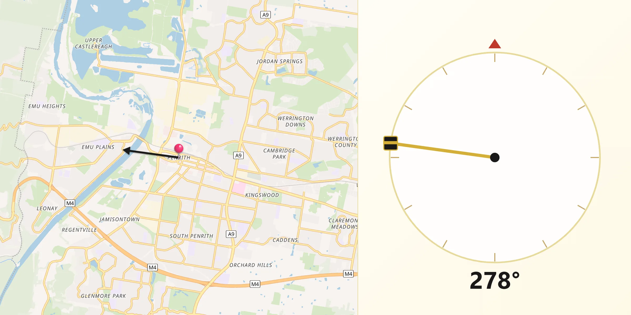 Qibla Direction from Penrith