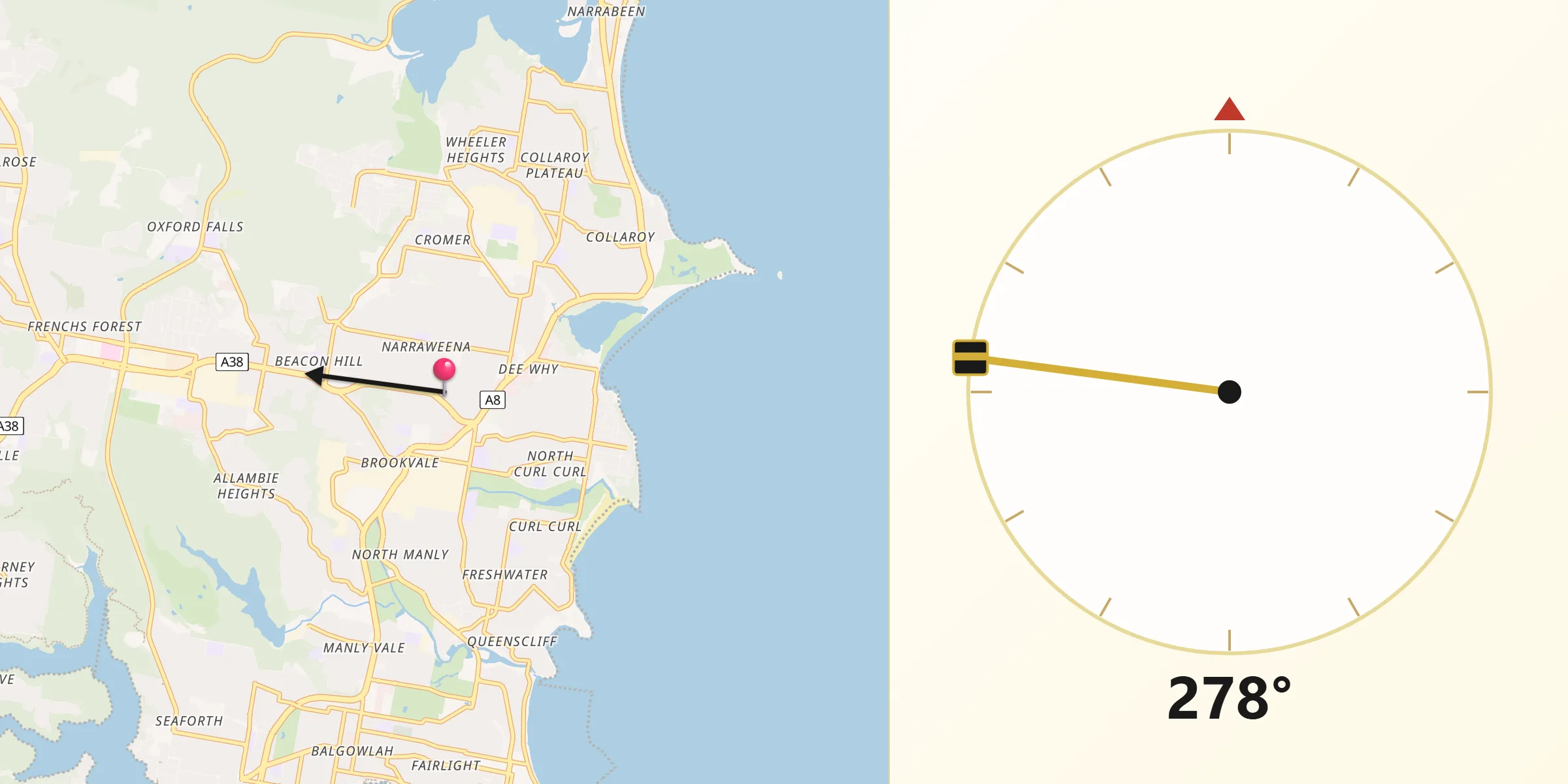 Qibla Direction from Narraweena