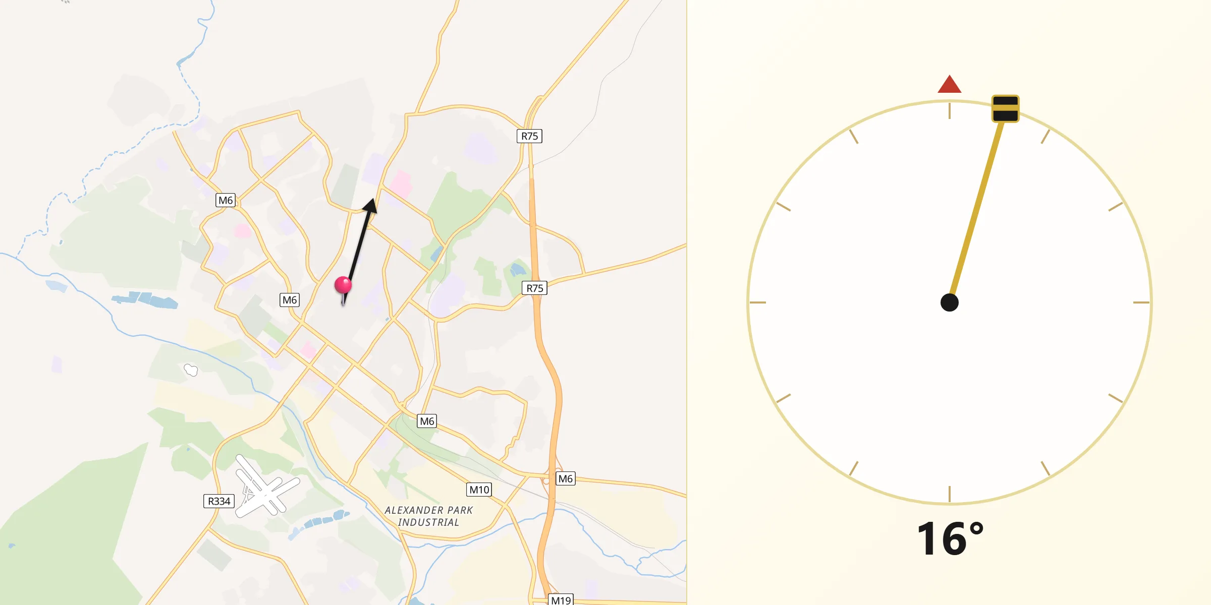 Qibla Direction from Uitenhage