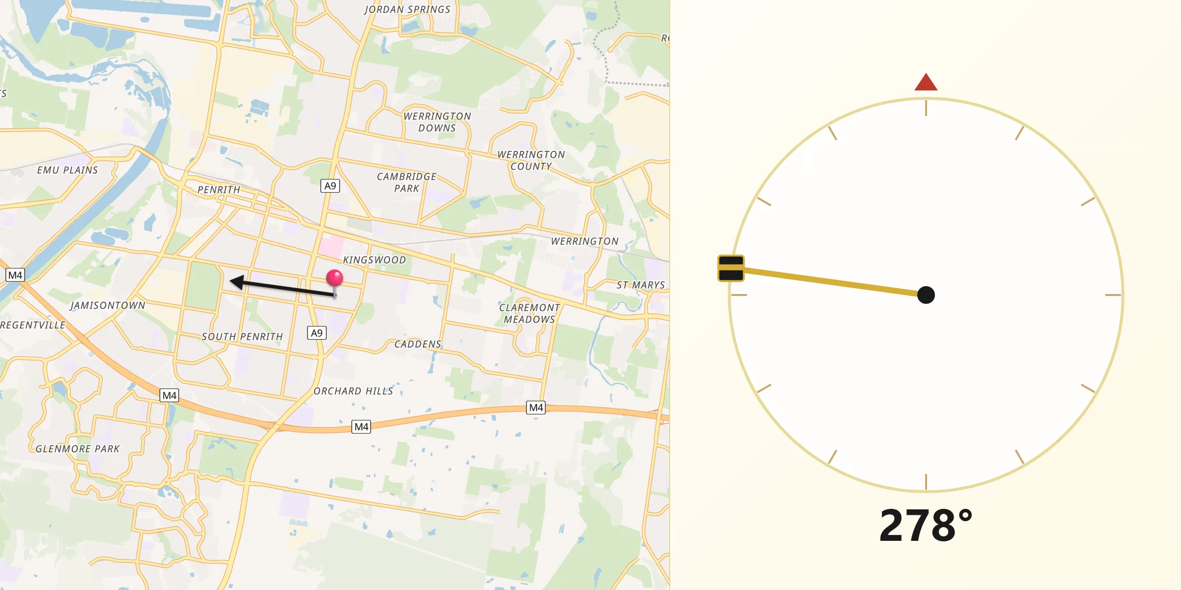 Qibla Direction from Kingswood Park