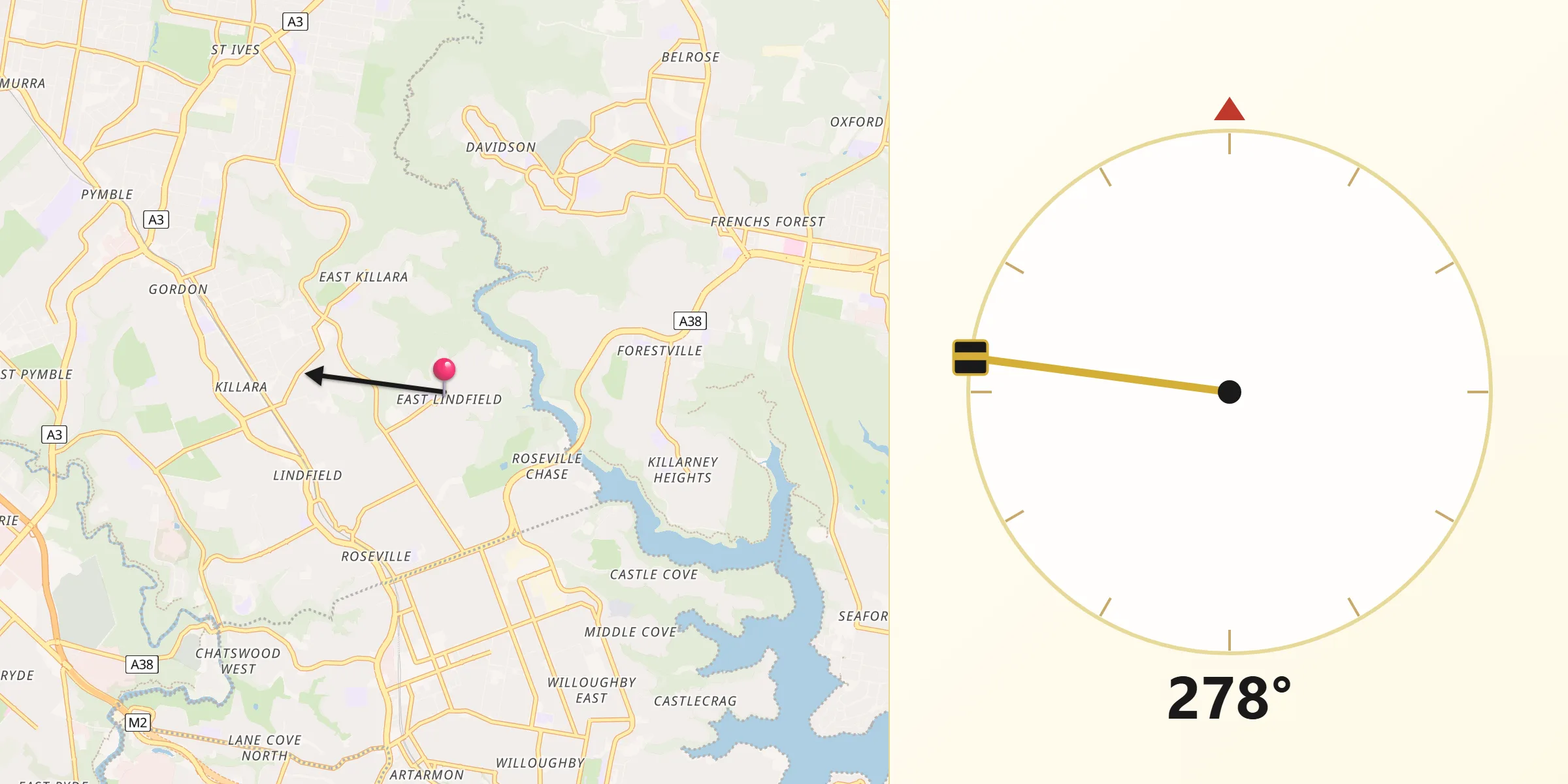 Qibla Direction from East Lindfield