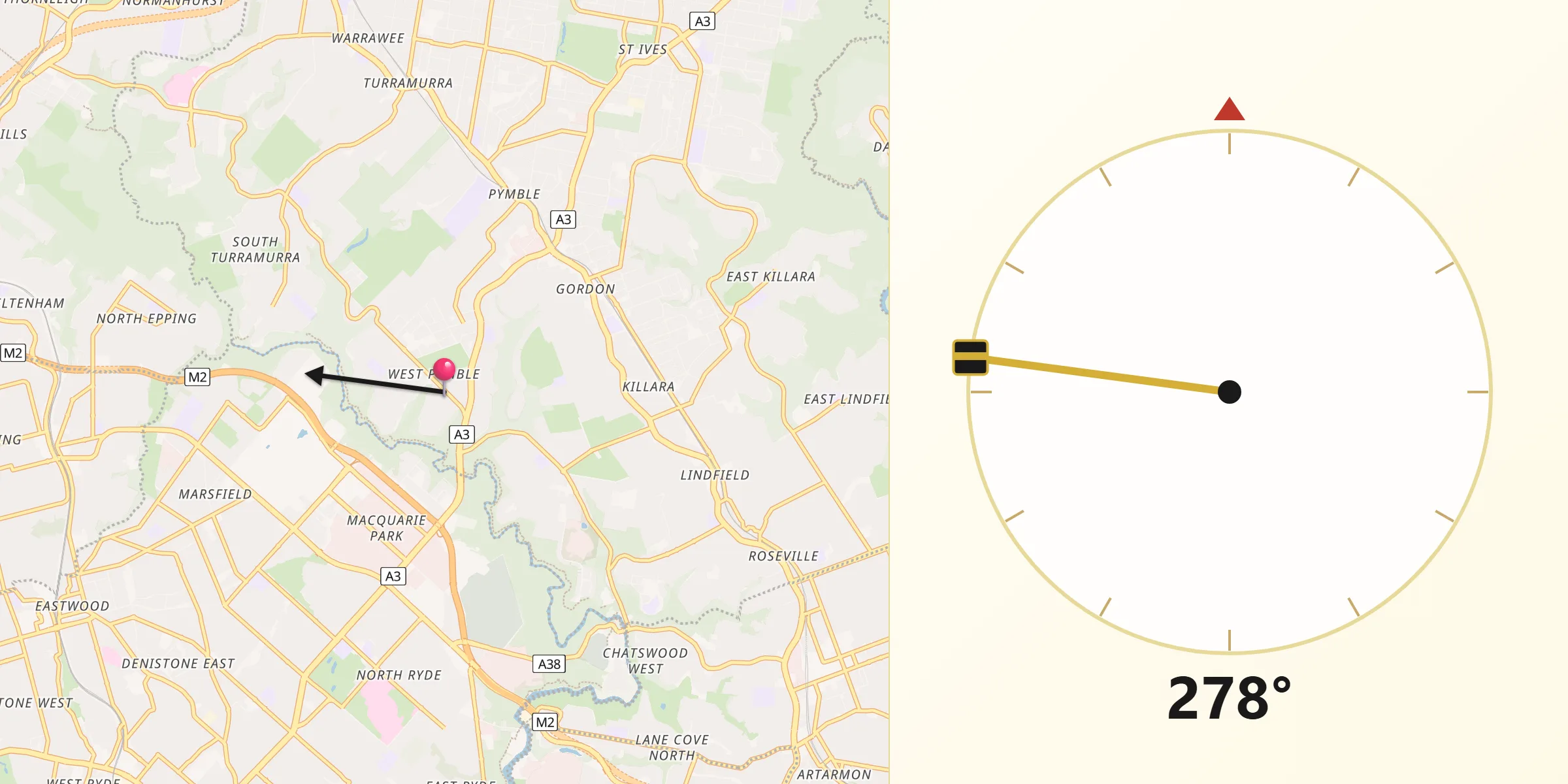 Qibla Direction from West Pymble