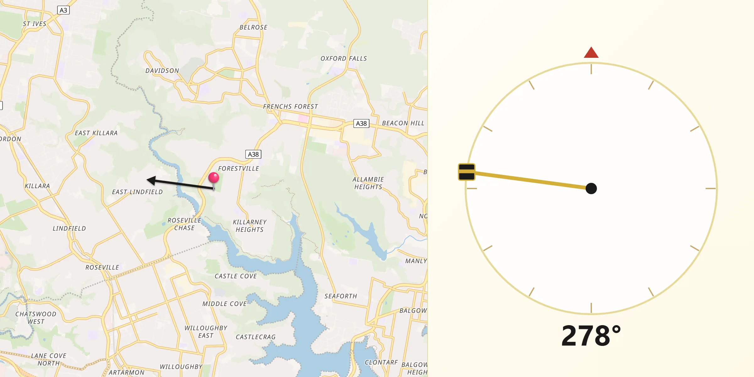 Qibla Direction from Forestville