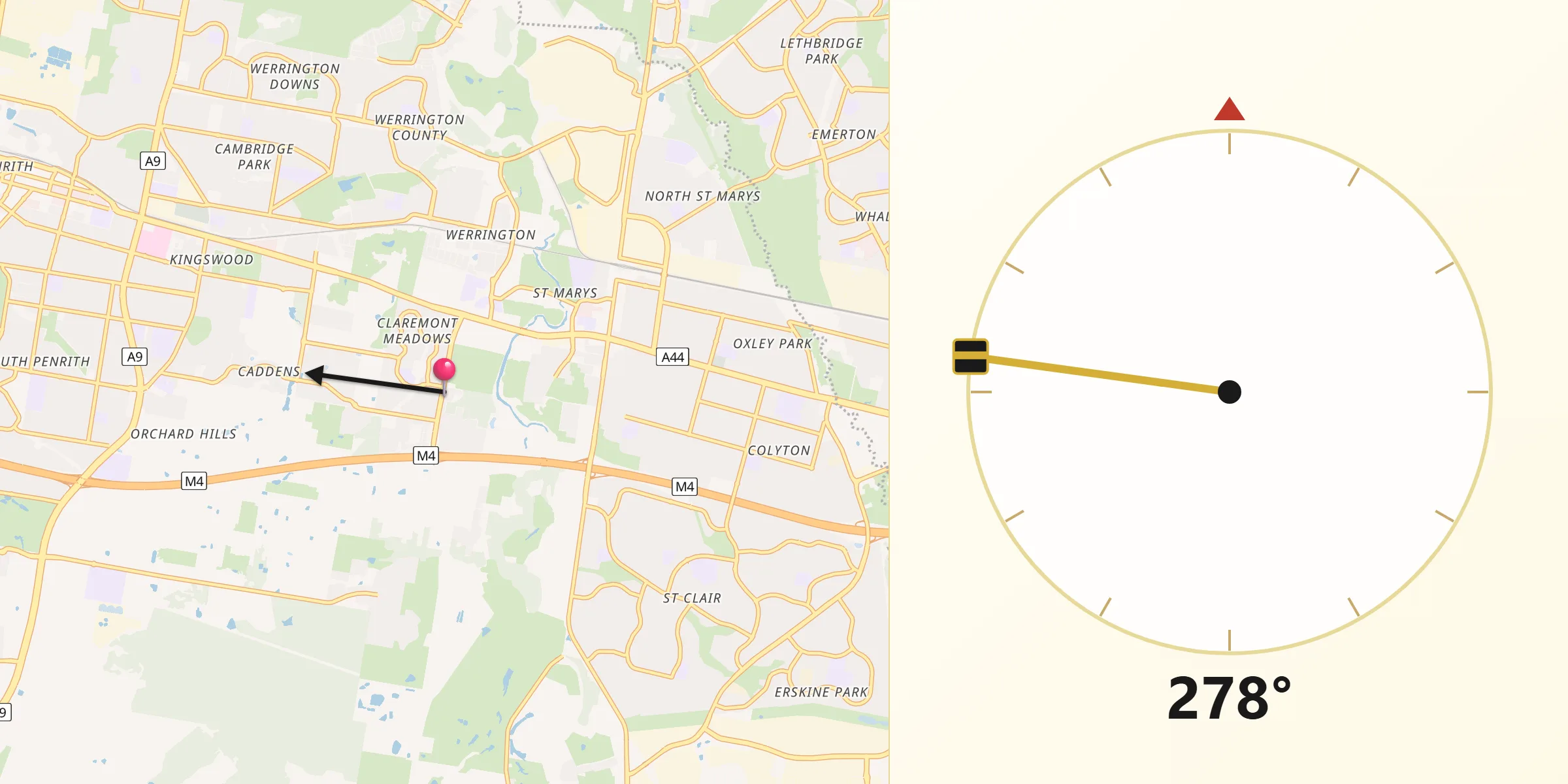 Qibla Direction from Claremont Meadows