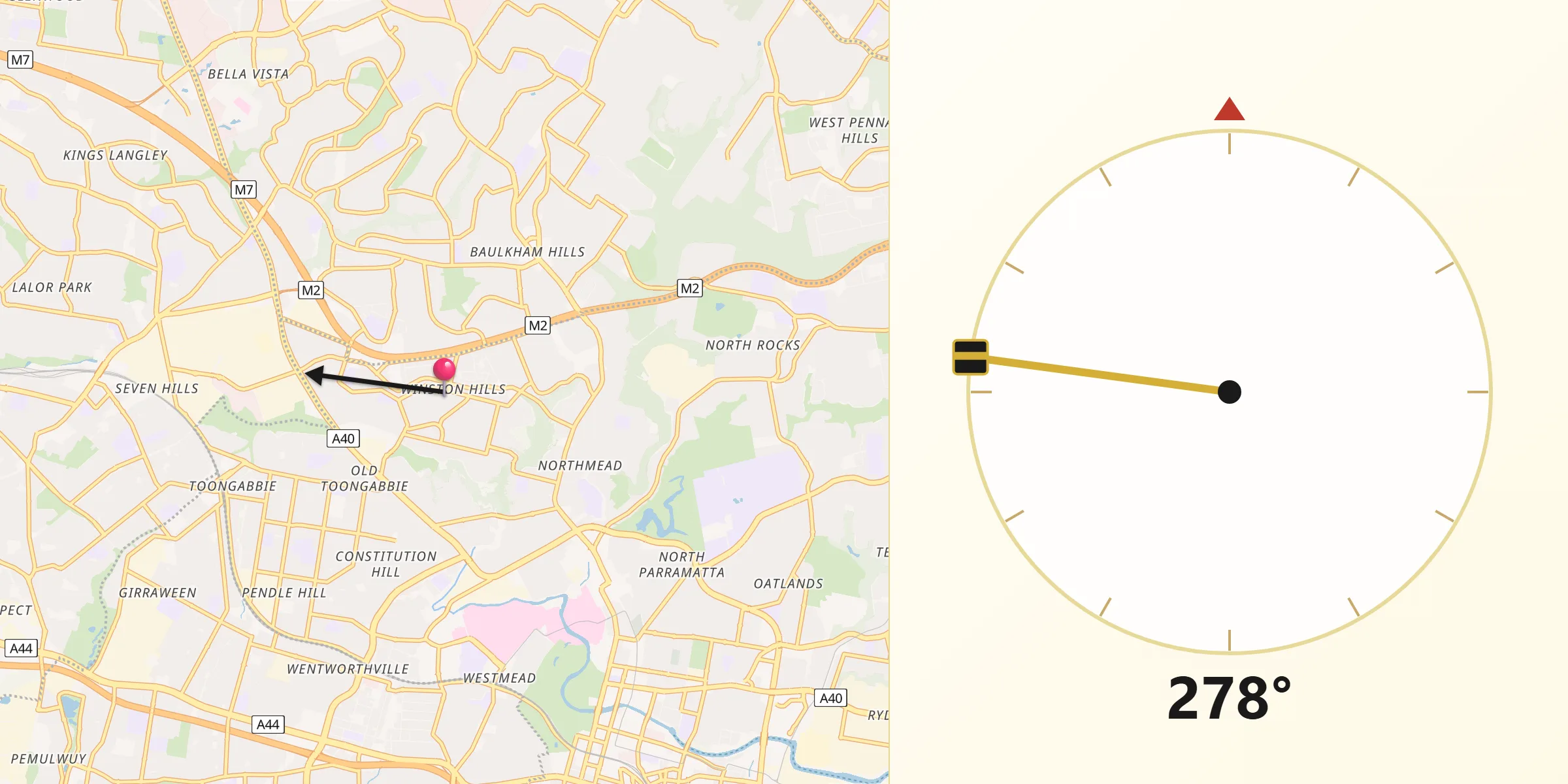 Qibla Direction from Winston Hills