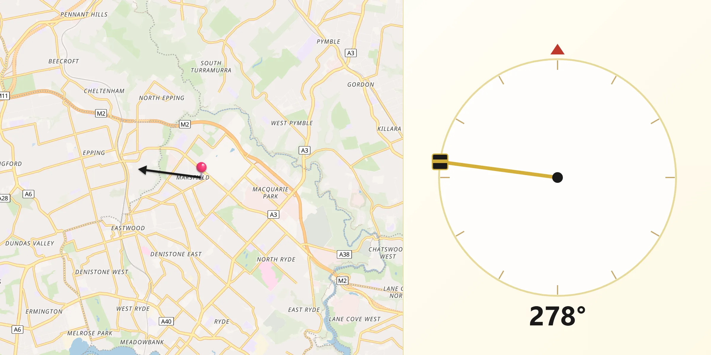 Qibla Direction from Marsfield