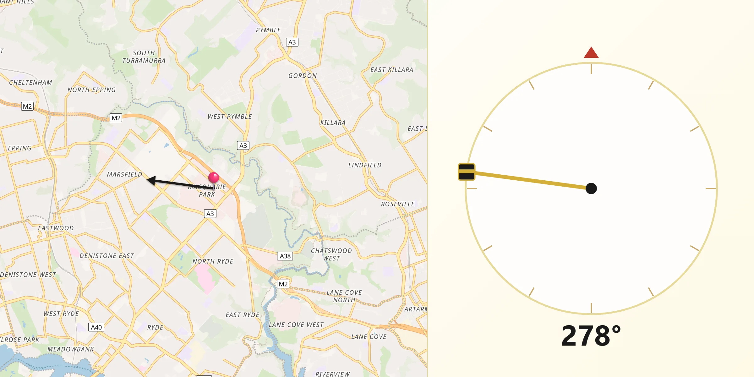 Qibla Direction from Macquarie Park
