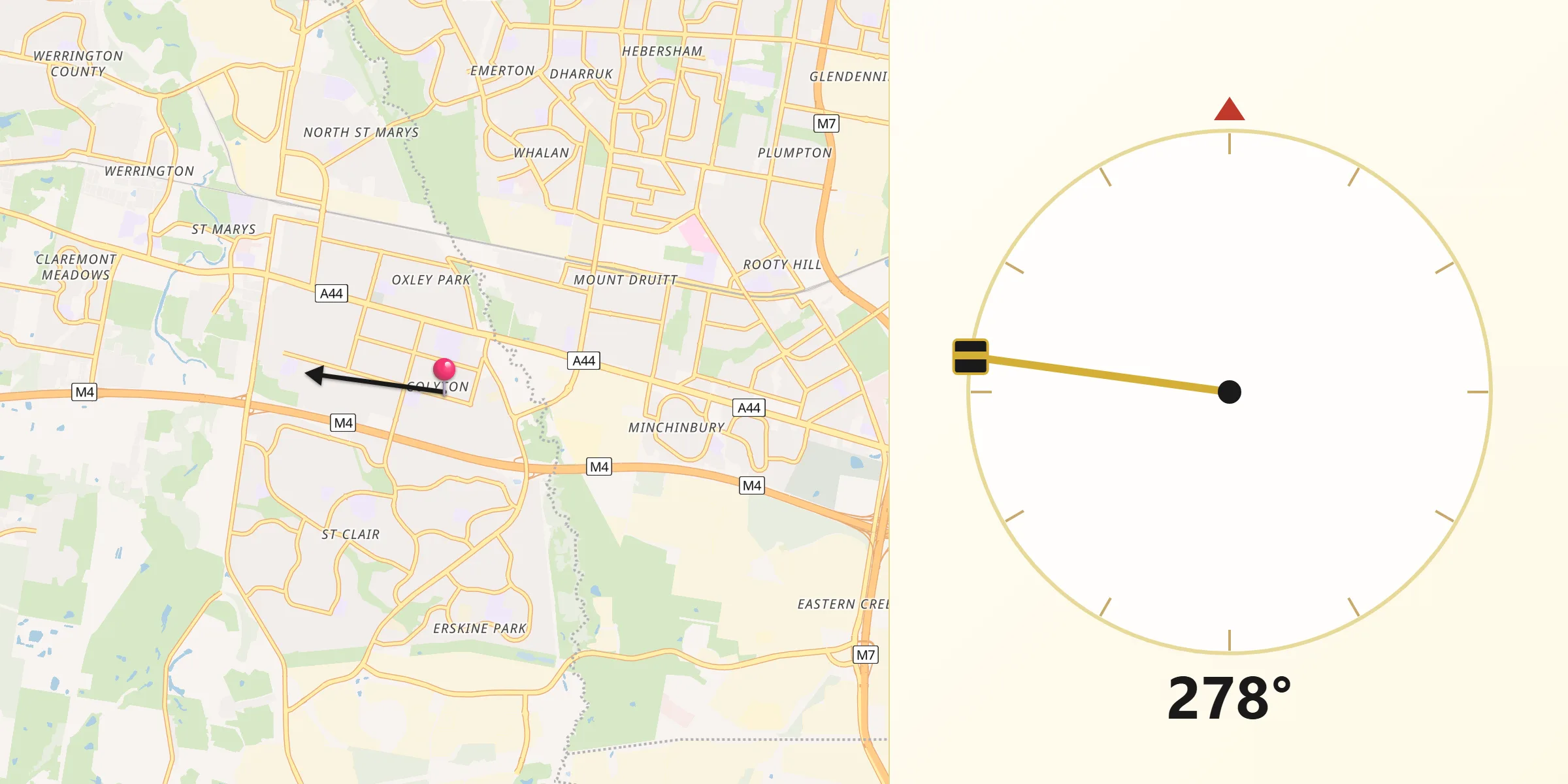 Qibla Direction from Colyton