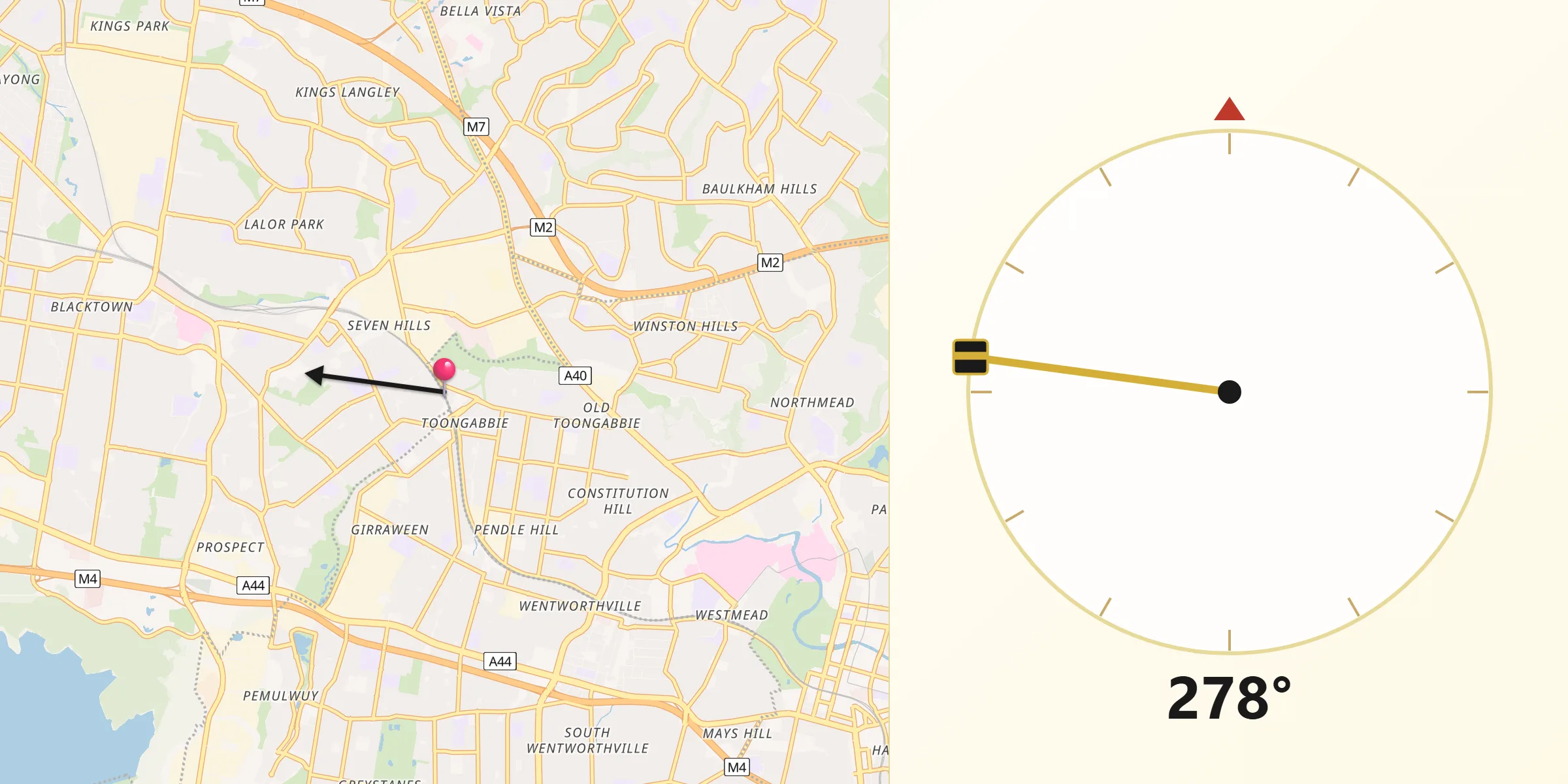 Qibla Direction from Toongabbie