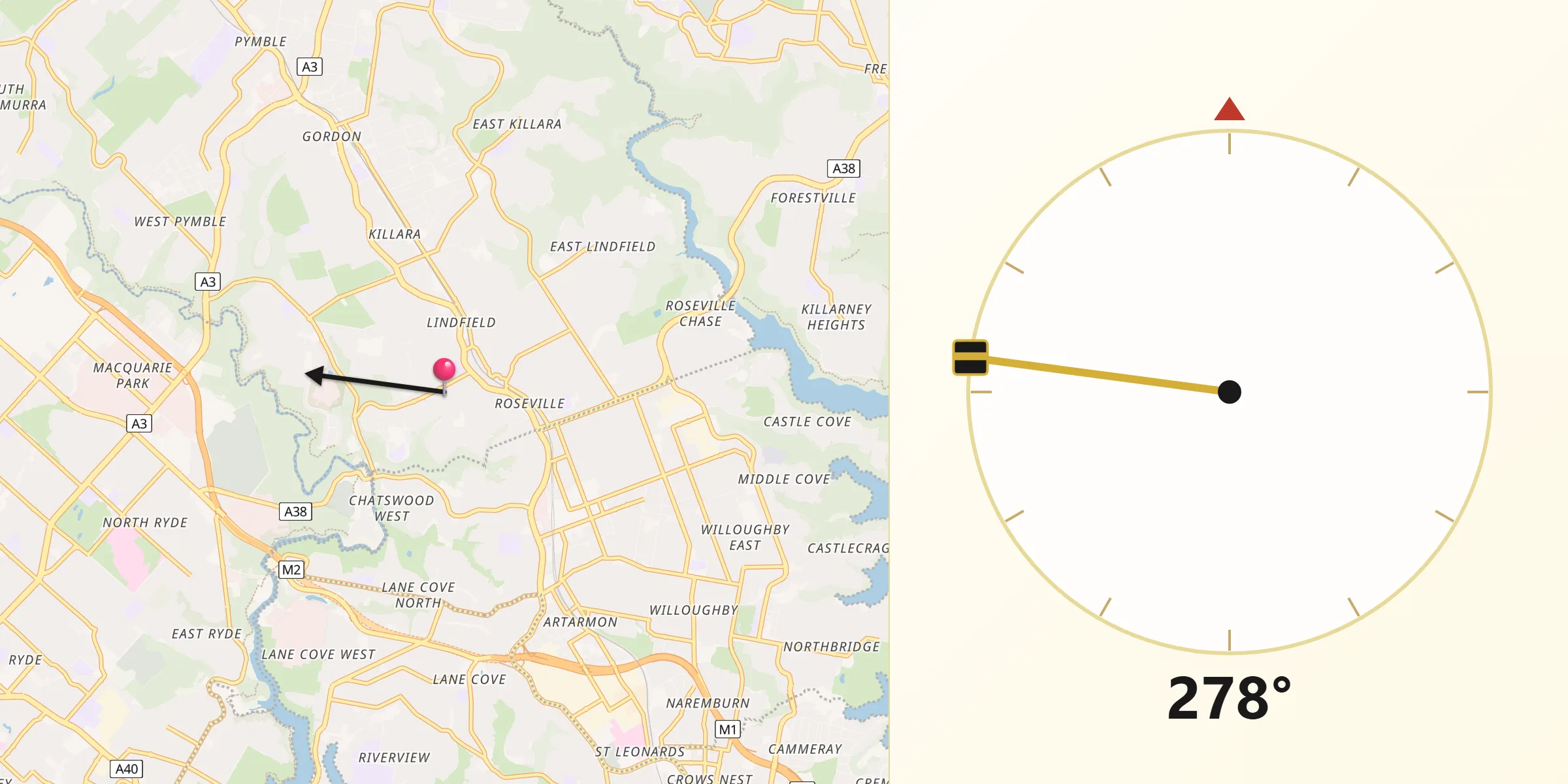 Qibla Direction from Lindfield