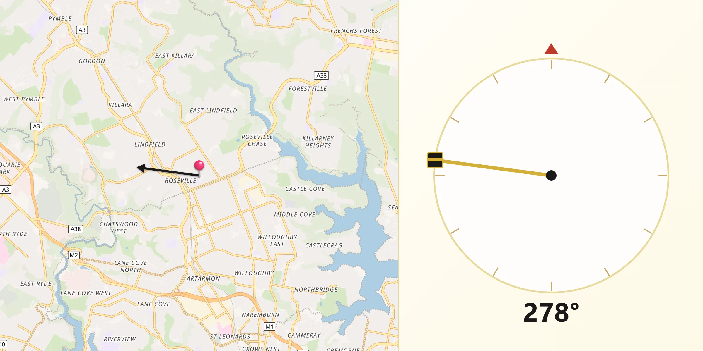 Qibla Direction from Roseville