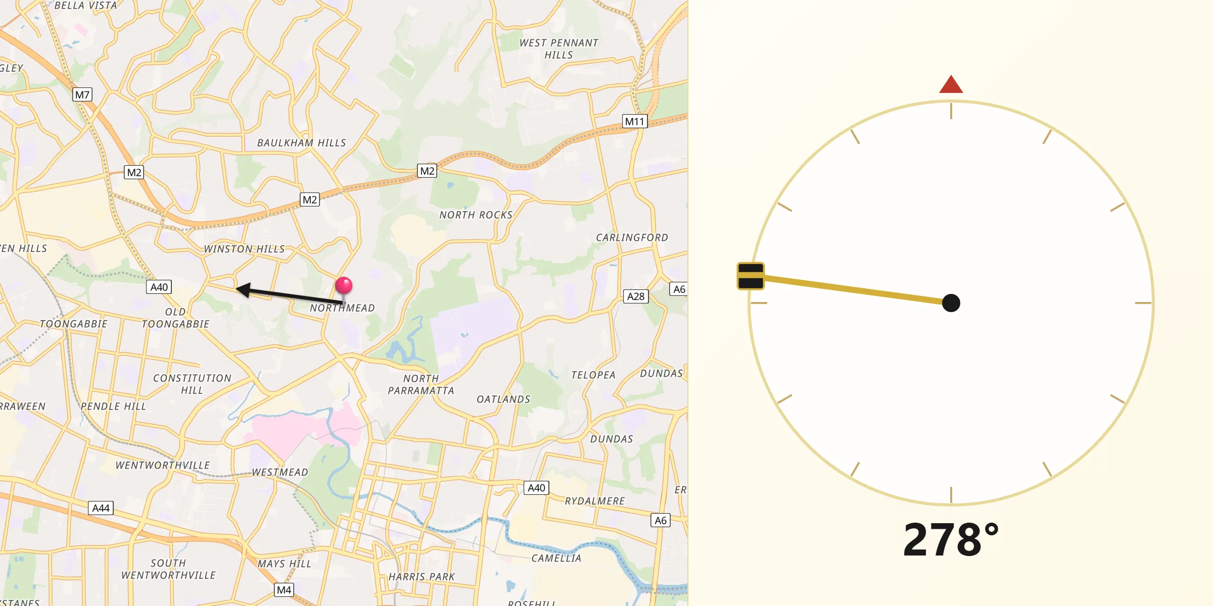 Qibla Direction from Northmead